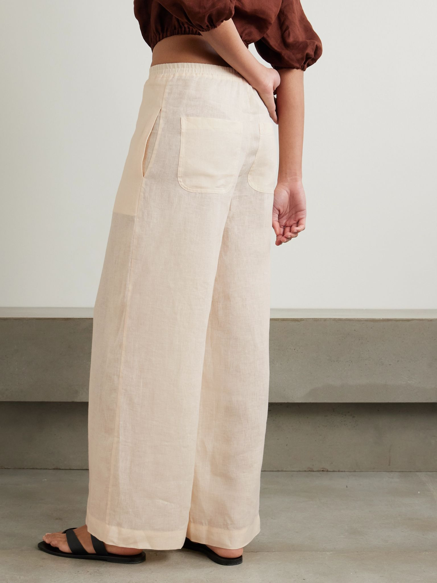 L'Intemporel Select linen wide-leg pants Beige - 3