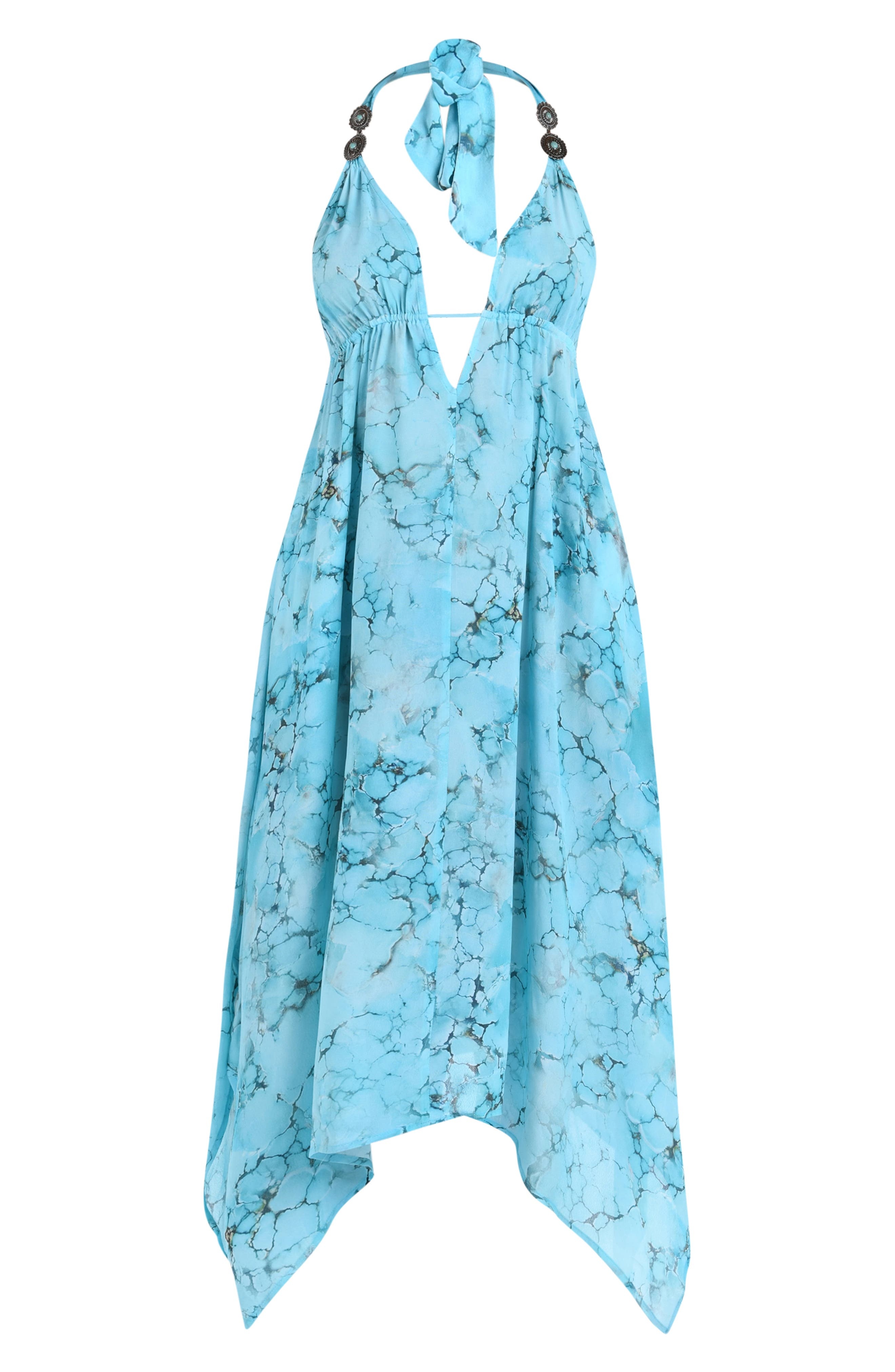 L'AGENCE Umma Plunge Cover-Up Dress in Turquoise at Nordstrom - 3