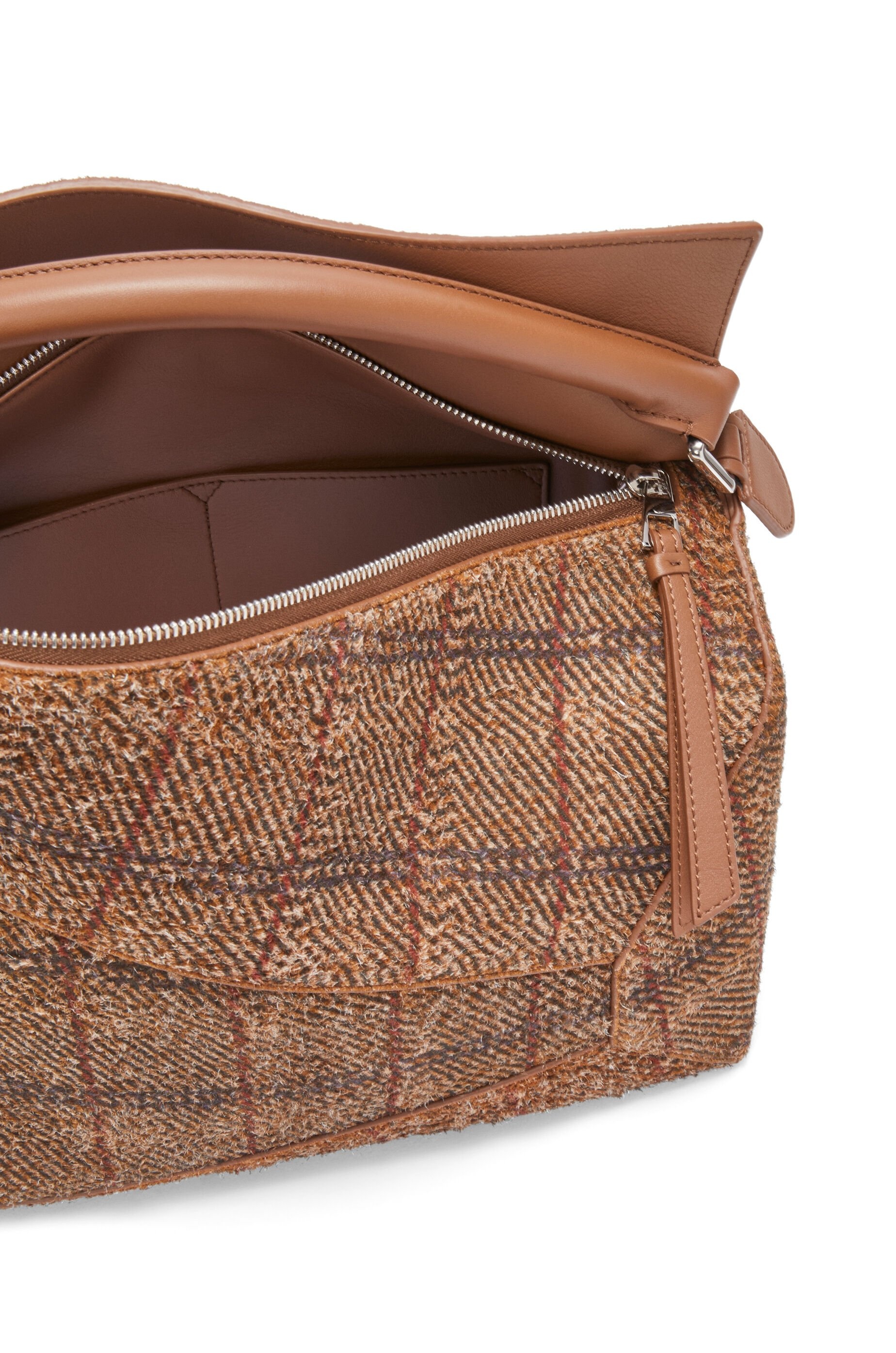 Large Puzzle bag in tartan brushed suede - 6