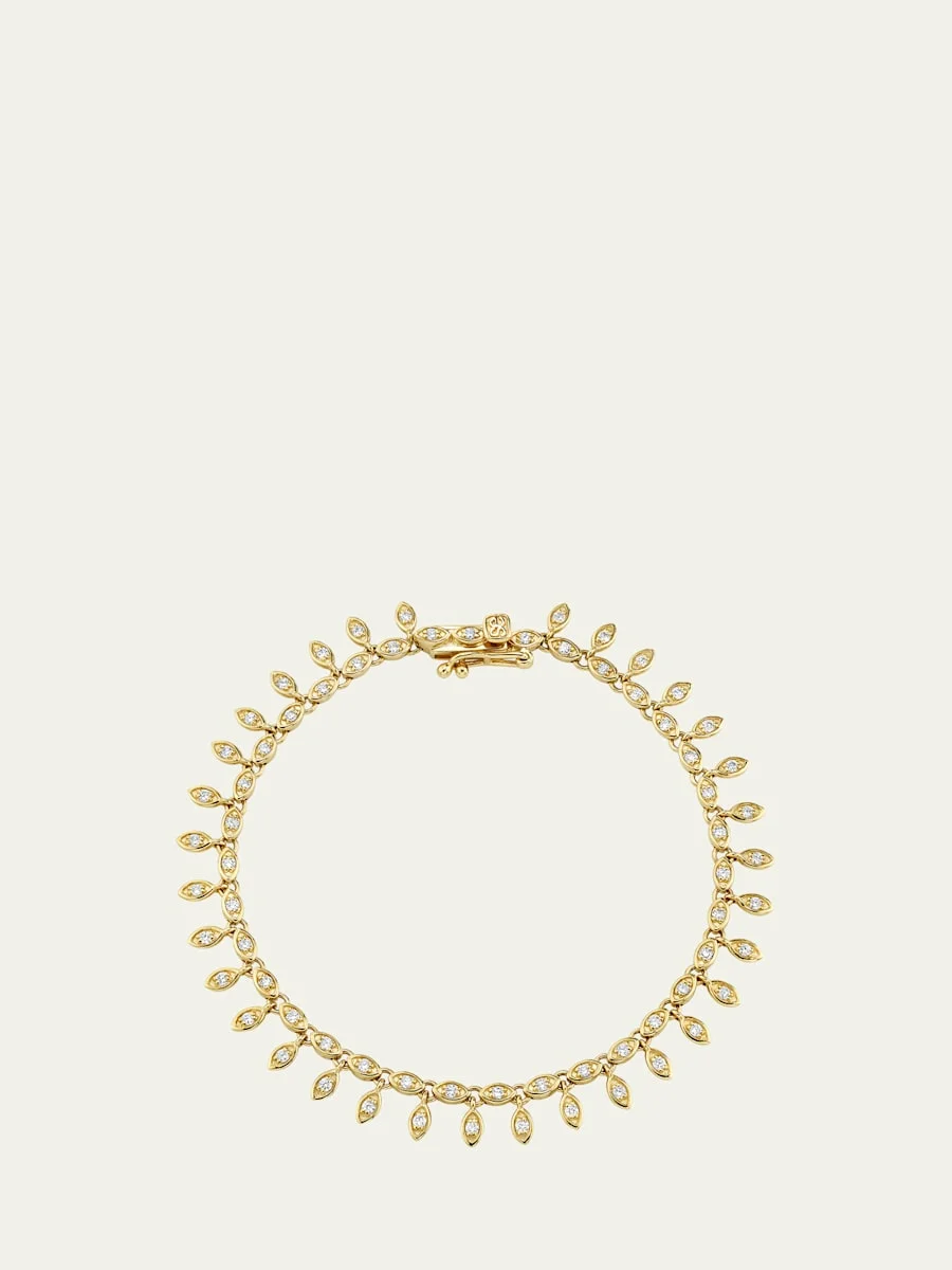 14K Yellow Gold Marquis Eye Eternity Fringe Bracelet with Diamonds - 1