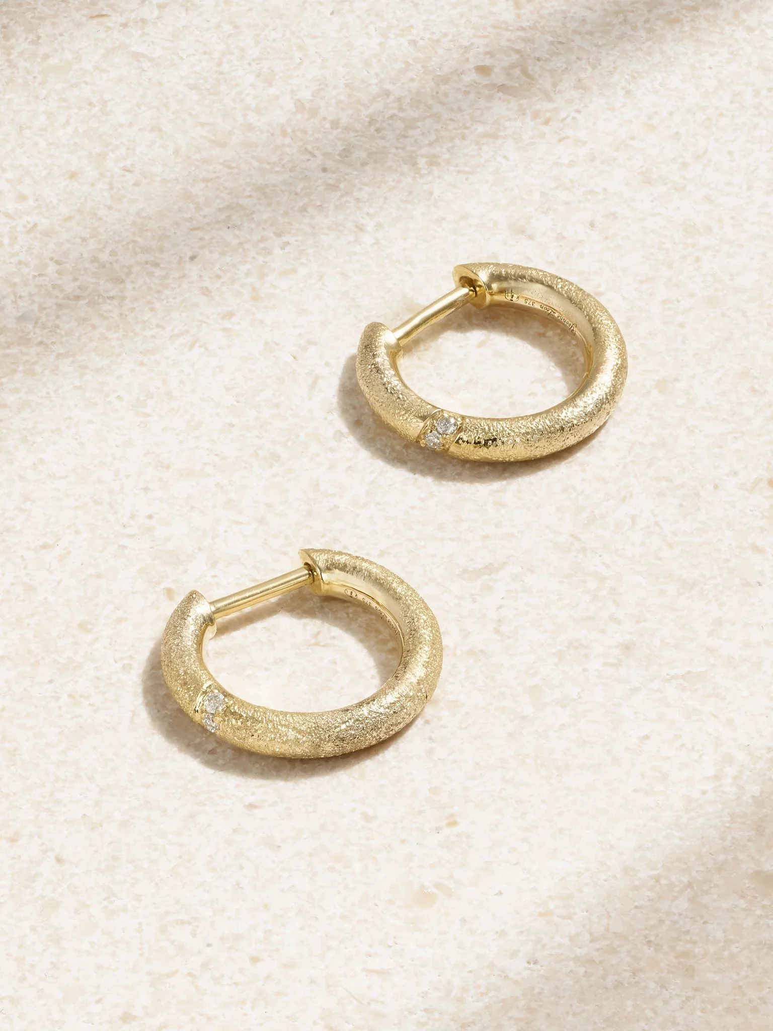 9-karat gold diamond hoop earrings Gold - 1