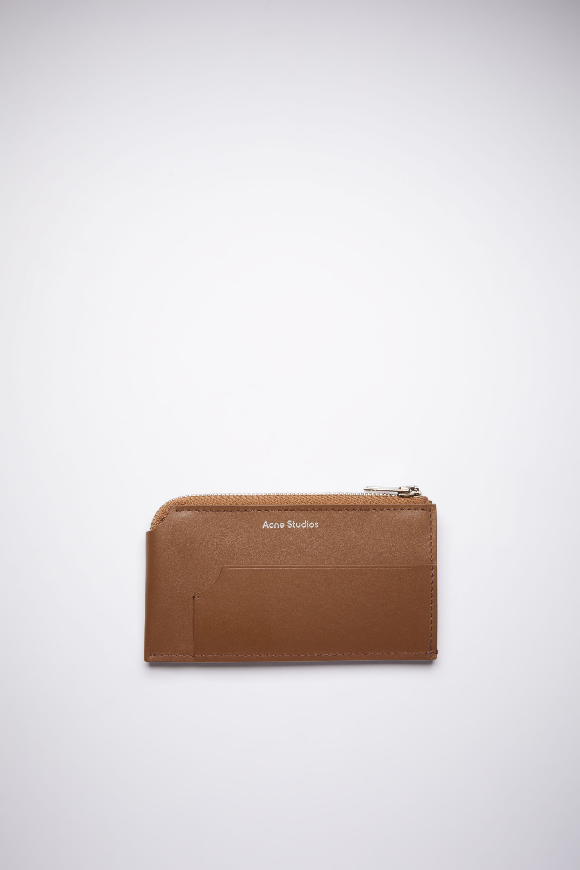 Leather zip wallet - Camel brown - 1