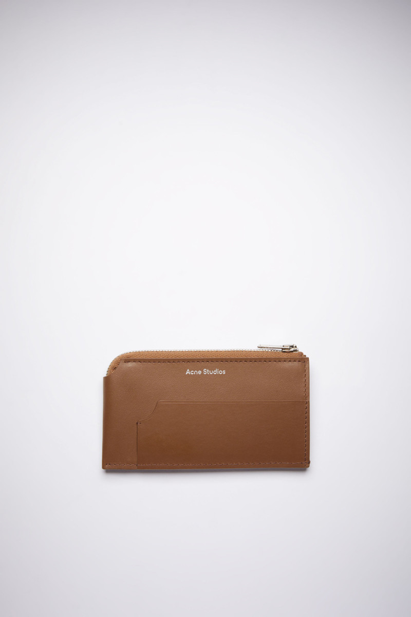 Leather zip wallet - Camel brown 1