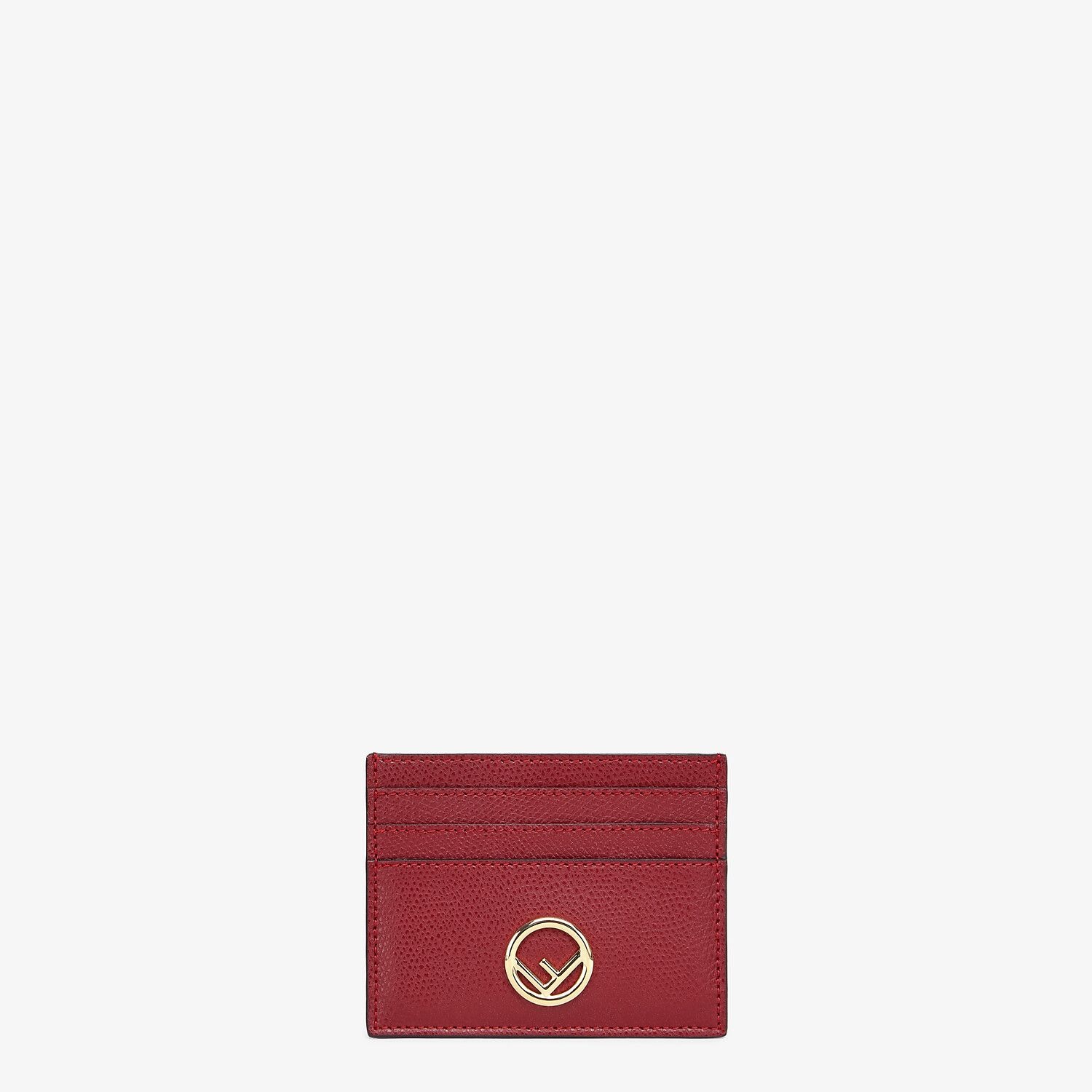 Burgundy leather flat card holder - 1