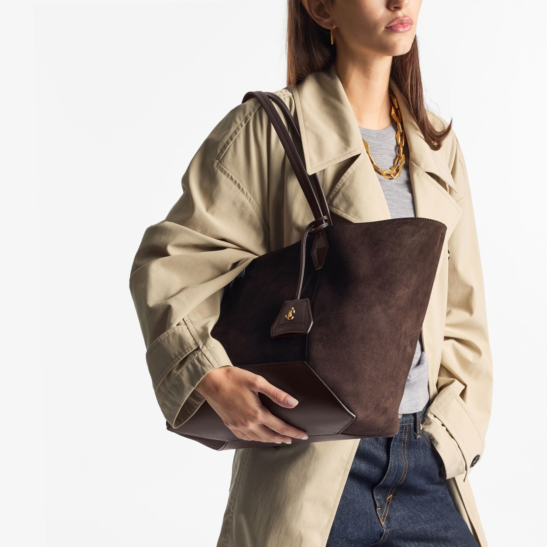 Diamond Tote/M
Coffee Suede Tote Bag - 2