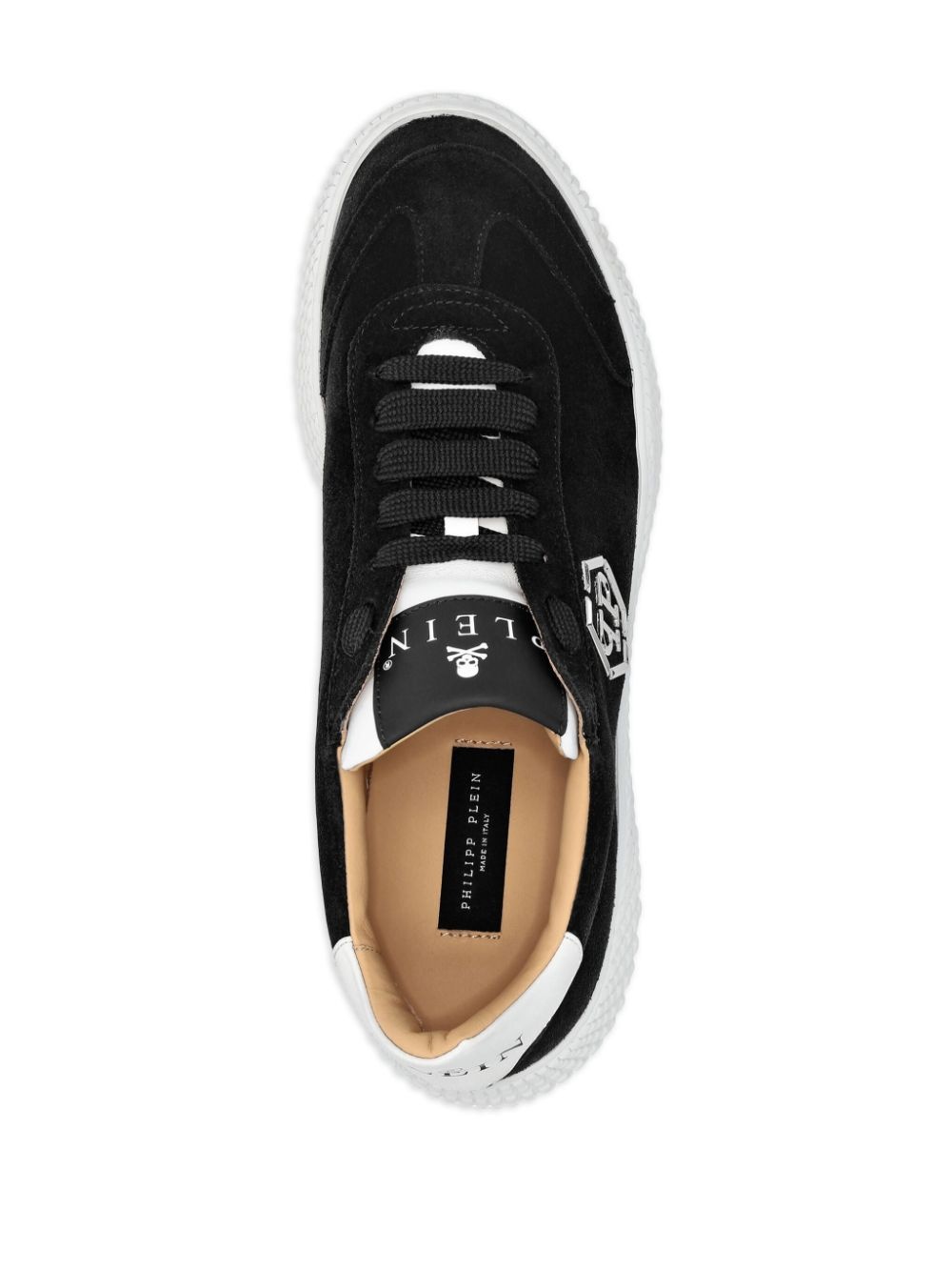 logo-plaque suede sneakers - 3