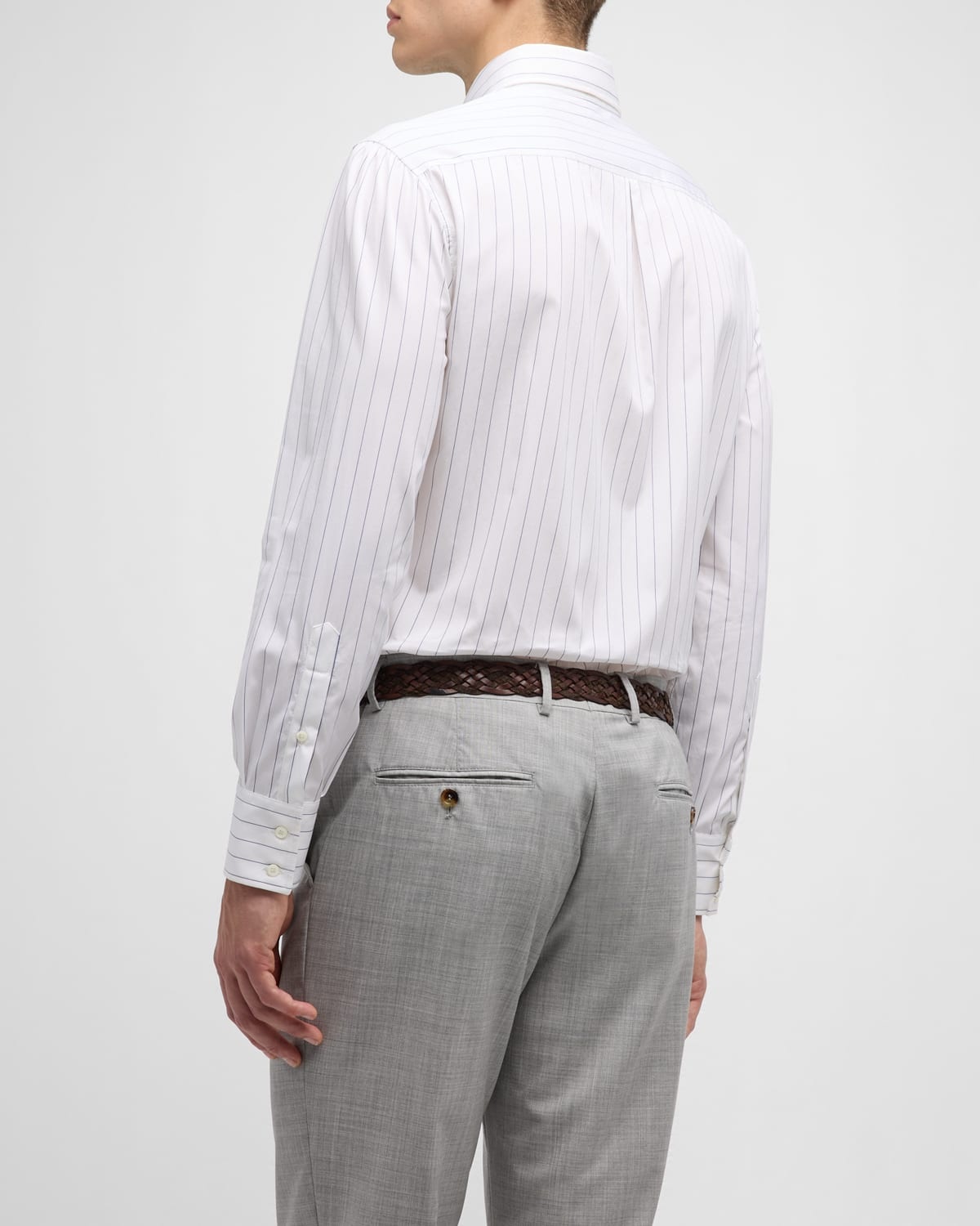 Men's Wide Stripe Cotton Poplin Dress Shirt - 3