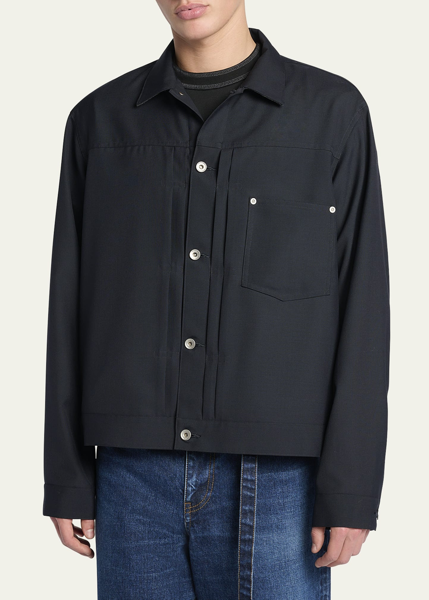 Men's Wool-Blend Suiting Trucker Jacket - 4