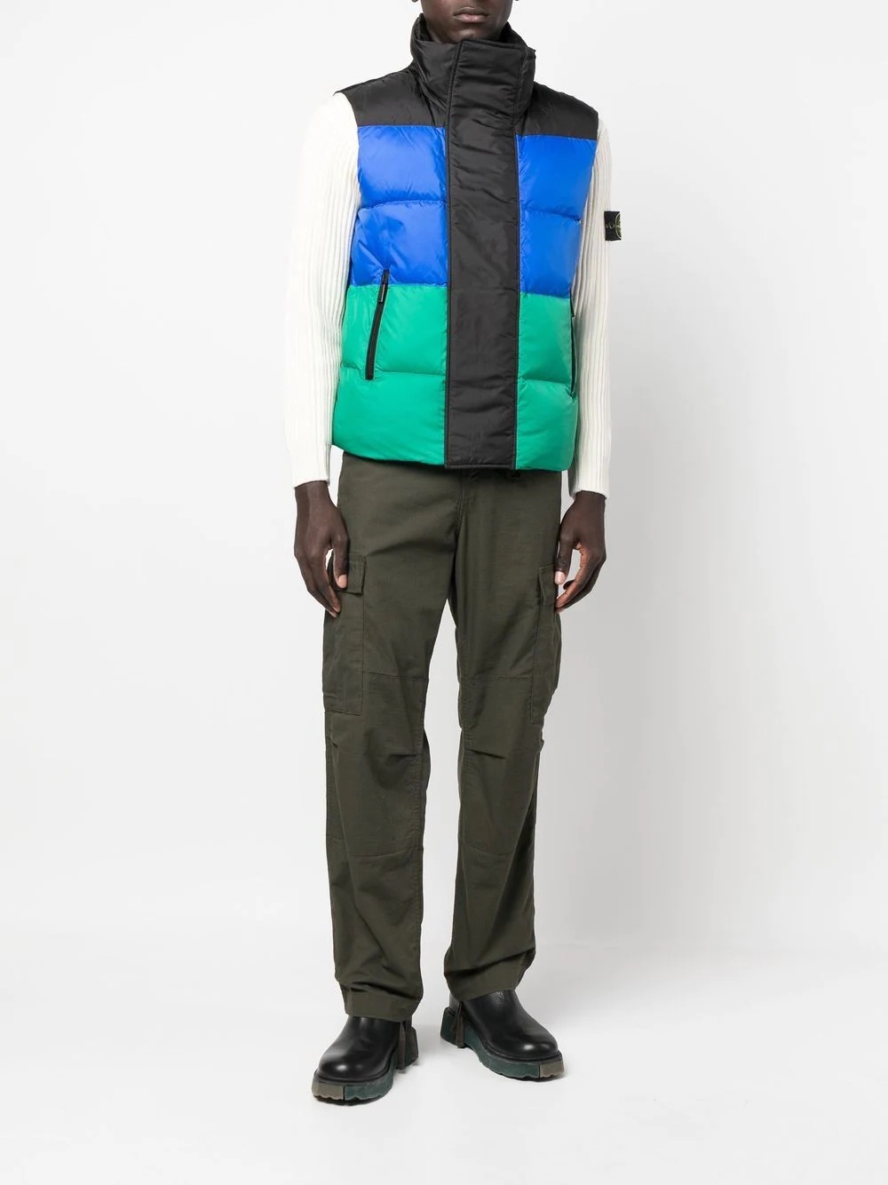 colour-block feather-down gilet - 2