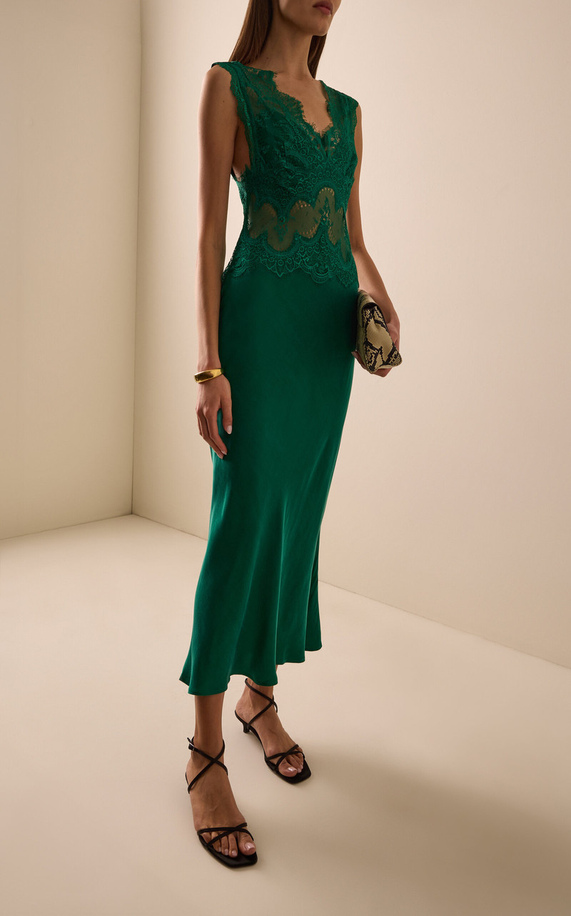 THIRD FORM Exclusive Visions Lace-Inset Satin Midi Dress green outlook
