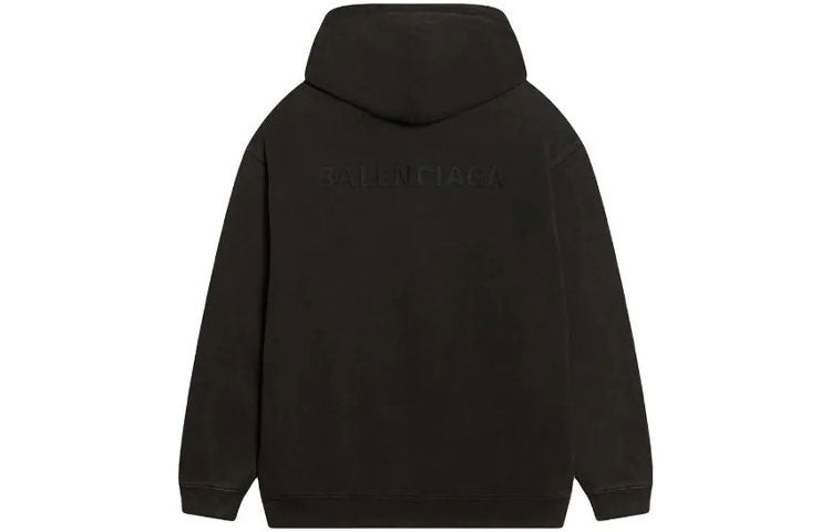 Balenciaga Logo Hoodie Medium Fit 'Washed Black' 600583TLVB81146 - 2