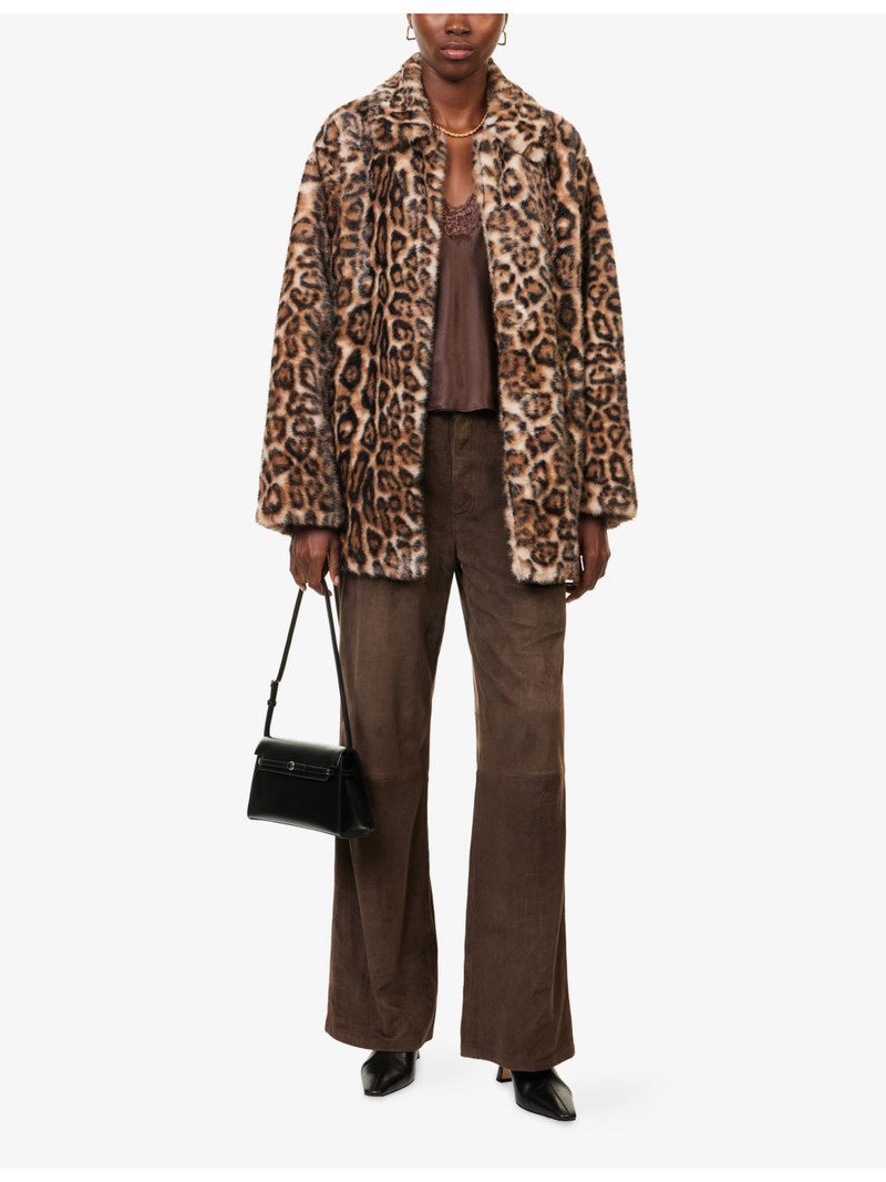 Reformation Sable Leopard-Print Faux-Fur Coat outlook