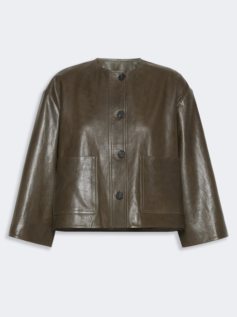 CALIGA Boxy-fit Nappa leather jacket - KAKI 1