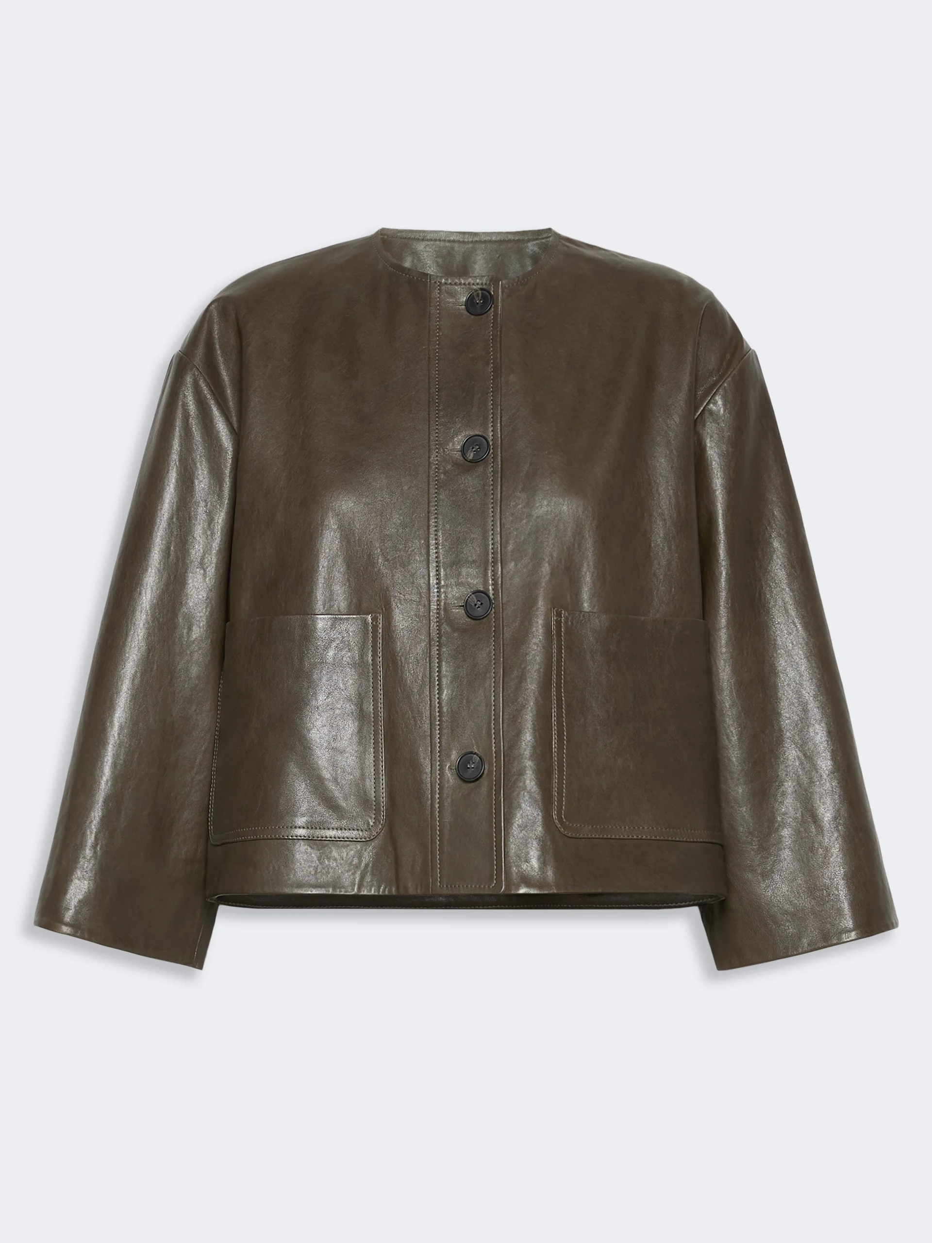 CALIGA Boxy-fit Nappa leather jacket - KAKI - 1