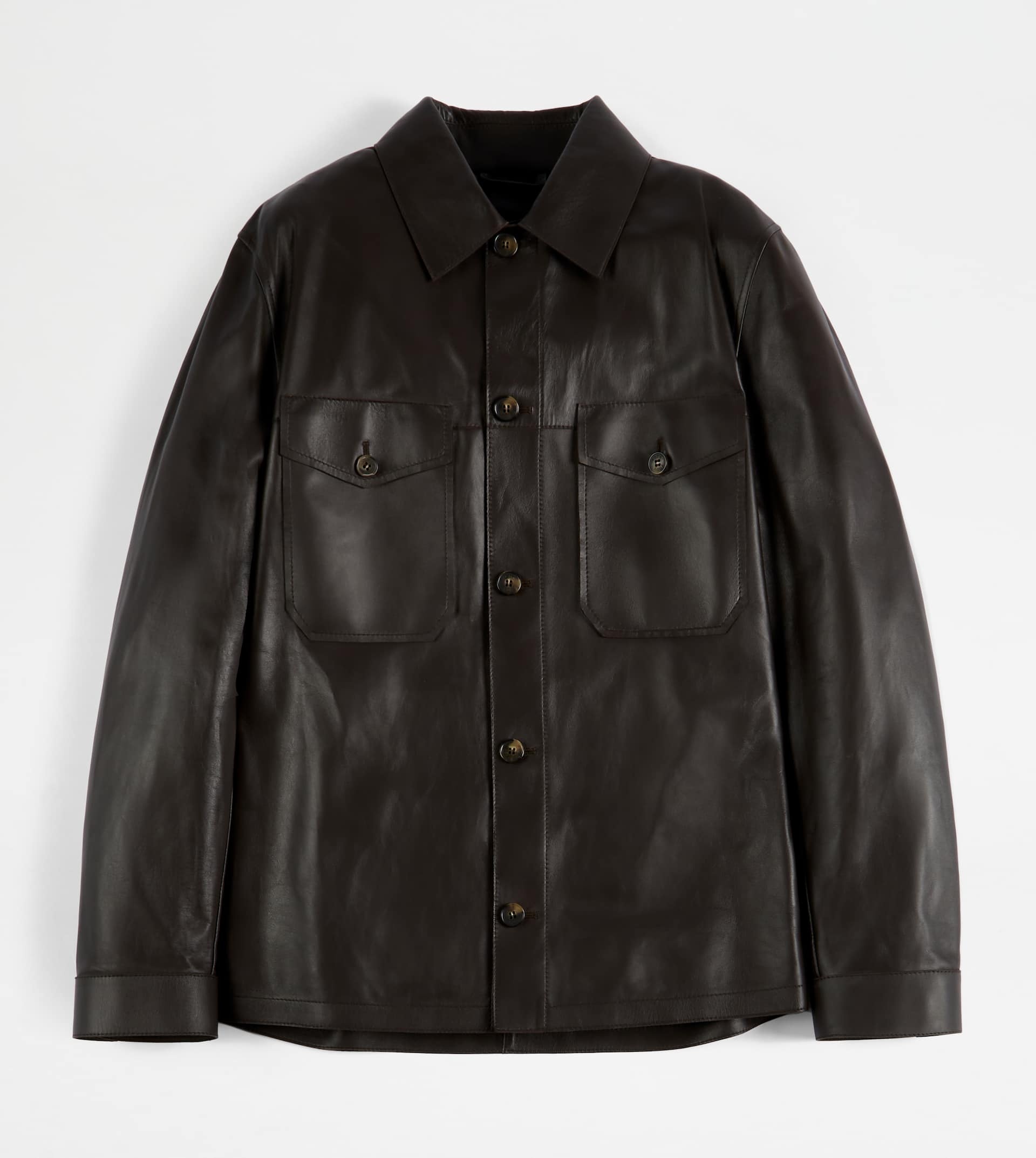 OVER SHIRT IN NAPPA LEATHER - BROWN - 1