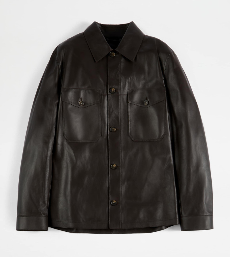 OVER SHIRT IN NAPPA LEATHER - BROWN 1