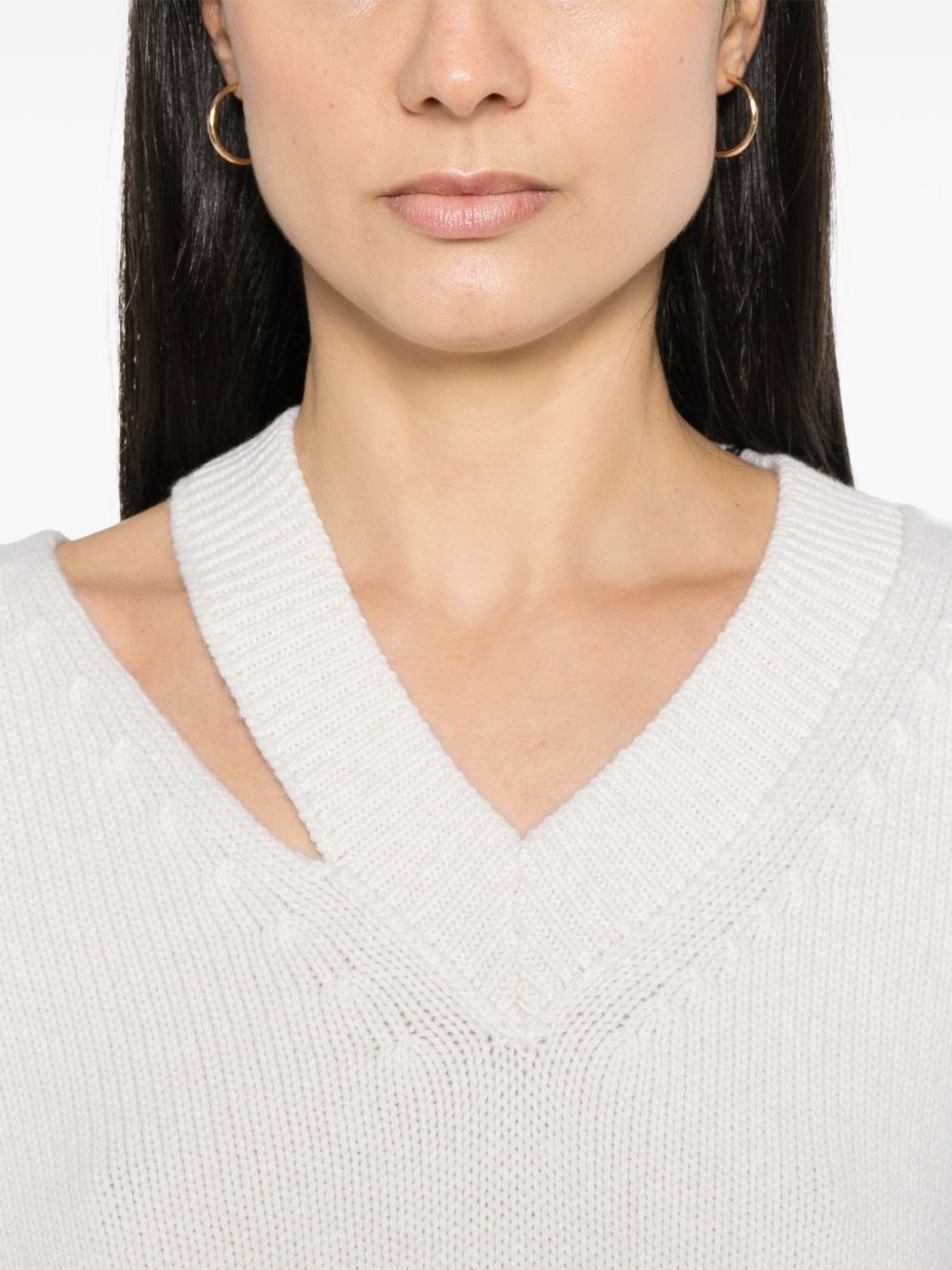 deconstructed V-neck sweater - 5