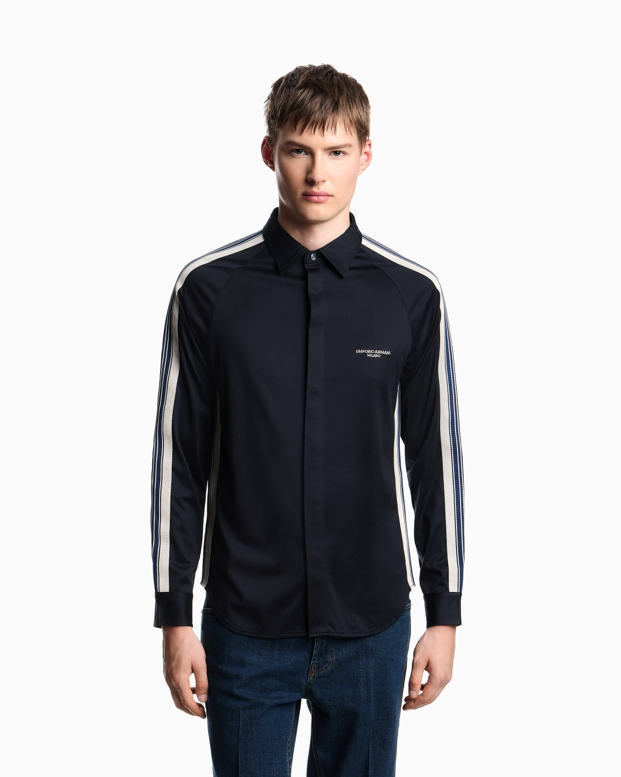 ASV SLIM-FIT SHIRT IN LYOCELL-BLEND JERSEY WITH BANDS - 4