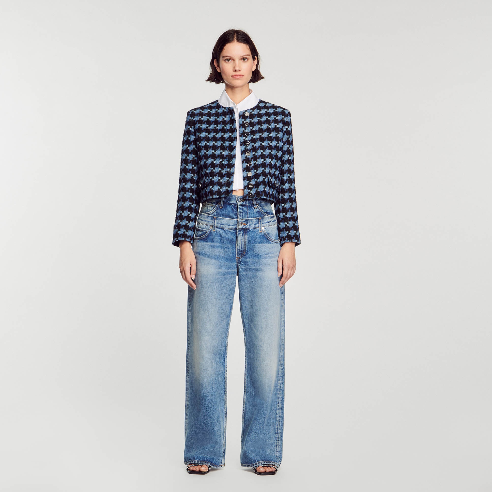 CROPPED HOUNDSTOOTH TWEED JACKET - 3