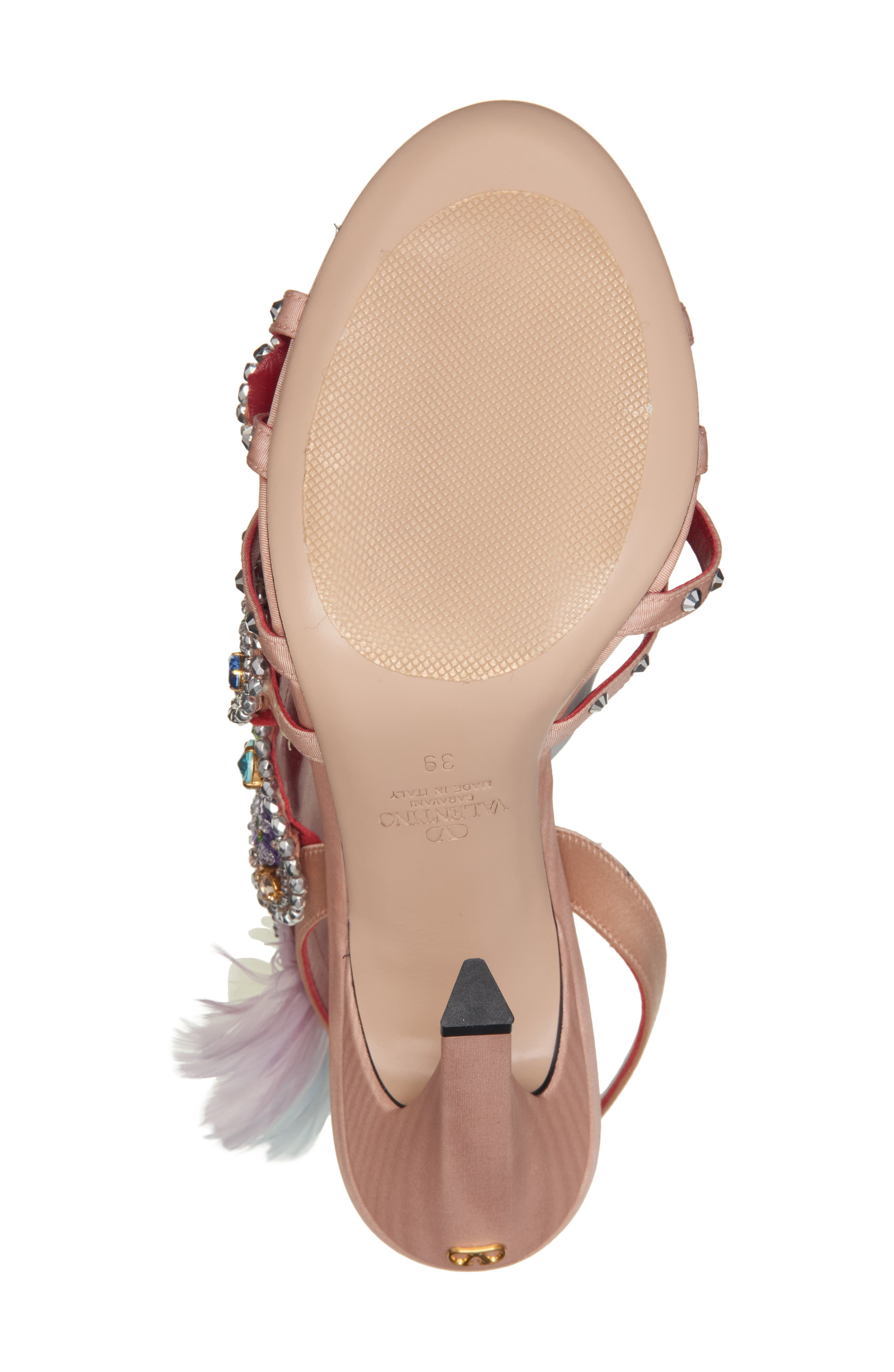 Valentino Crystal Leaves Sandal in Aau Nude Couture/skin Sorbet at Nordstrom - 6