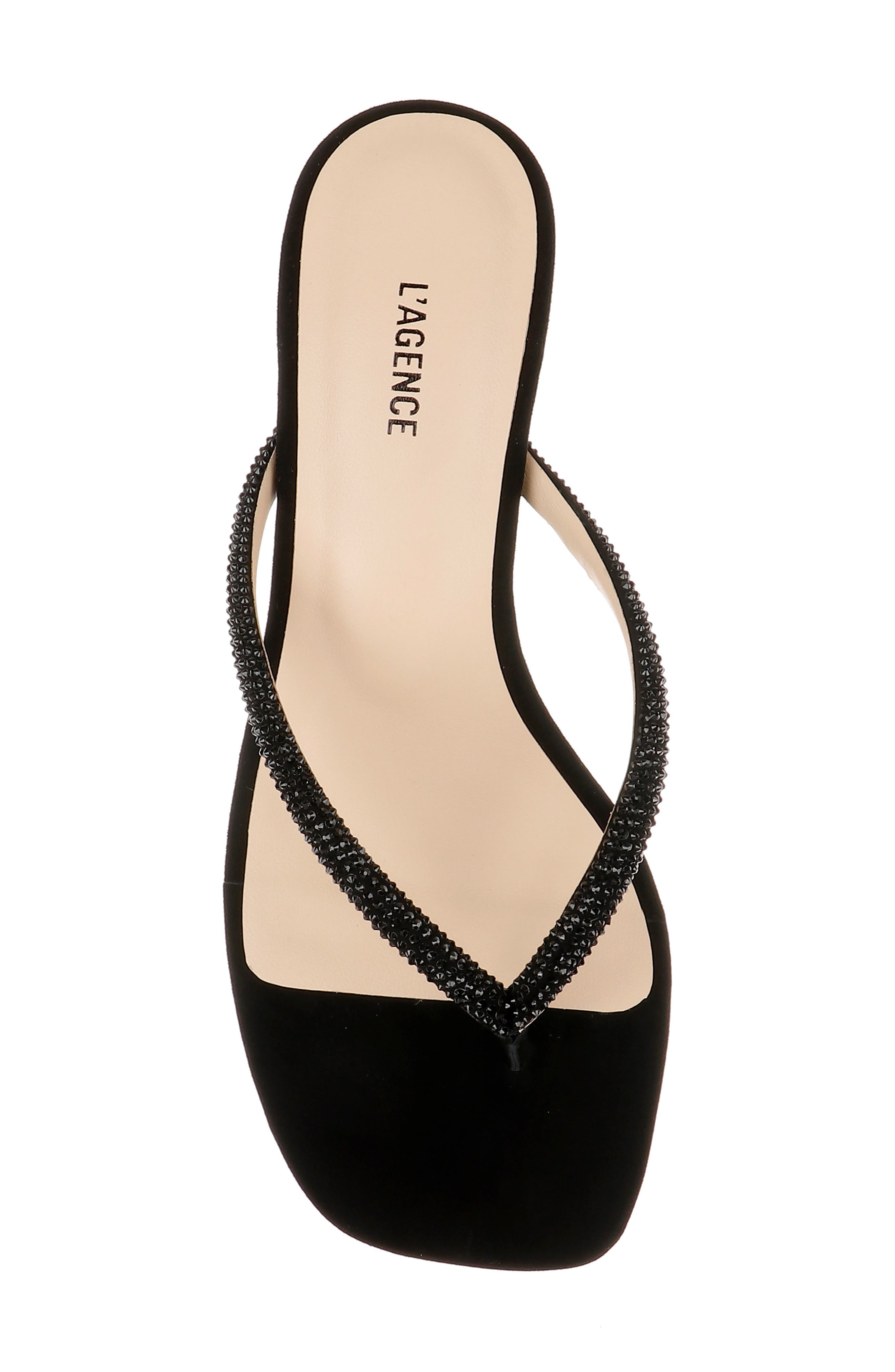 L'AGENCE Hortense Kitten Heel Sandal in Black Suede at Nordstrom - 5