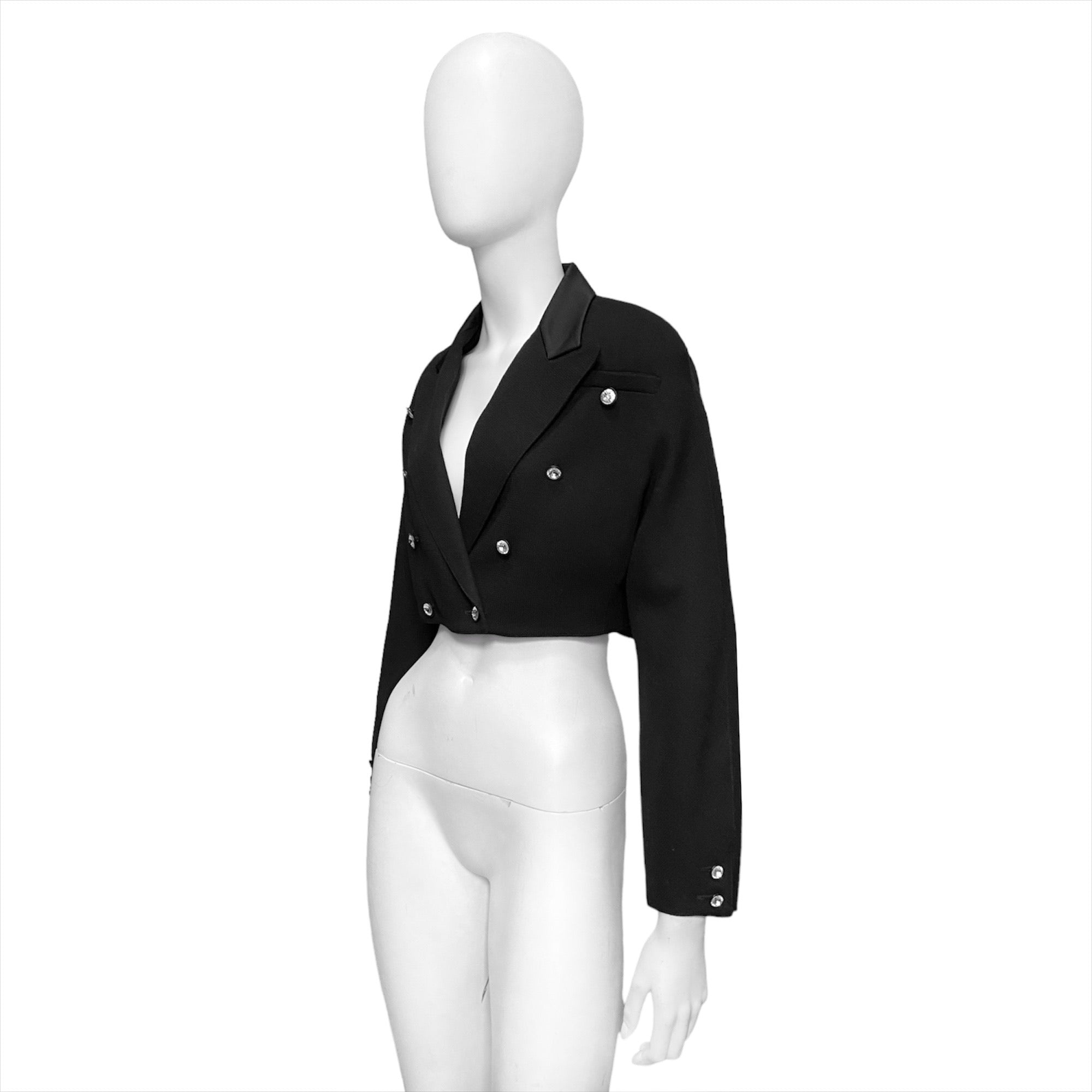 Gianni Versace 1987 fall cropped power shoulder wool silk blazer 40 - 4