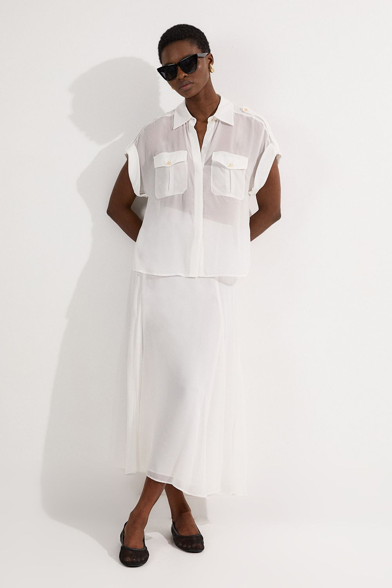 Sheer Viscose Georgette Woven Maxi Skirt 1