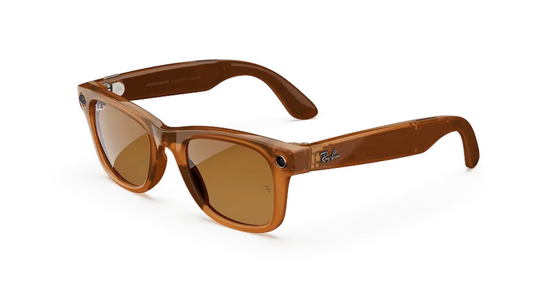 Ray-Ban Ray-Ban Meta Wayfarer (Gen 1), Shiny Caramel Transparent / Brown Polarized, Standard outlook