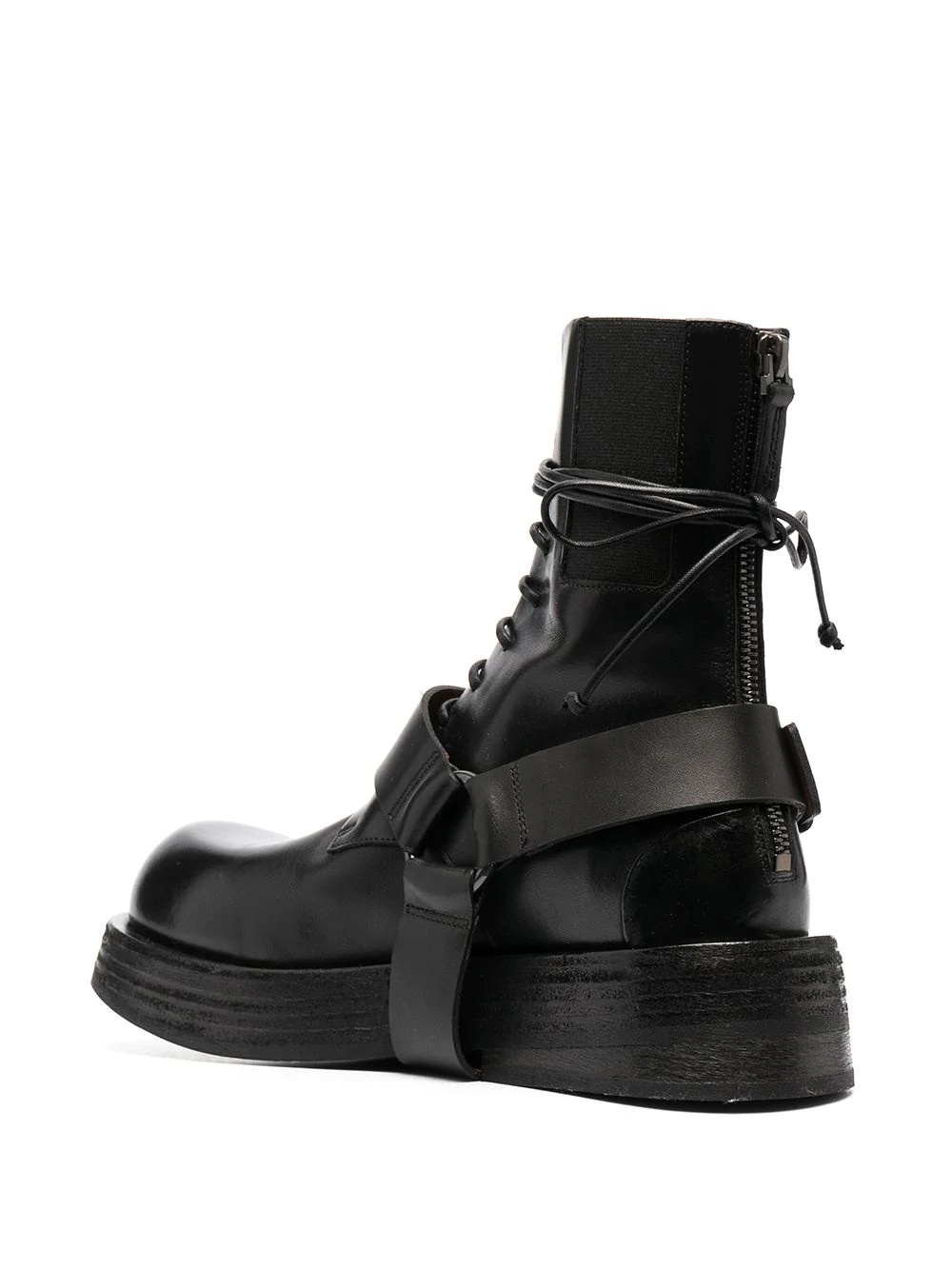 harness leather lace-up boots - 3