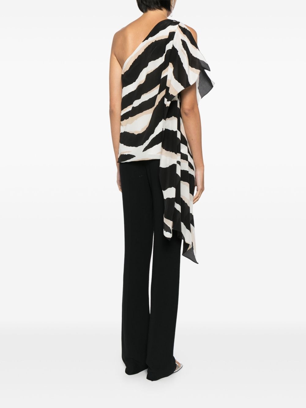 zebra-print silk top - 4
