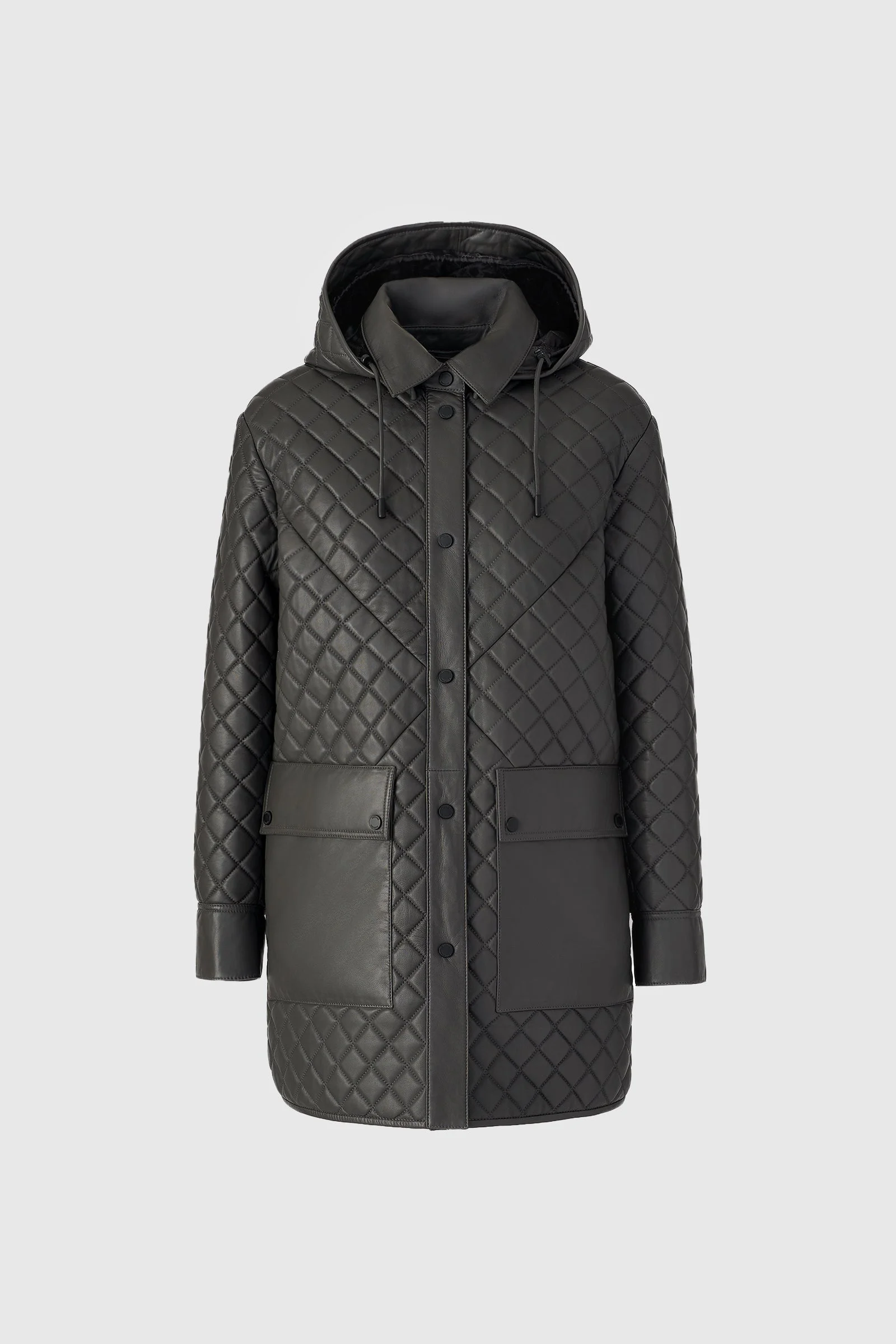 LITZY Quilted Leather Jacket with Hood - 1