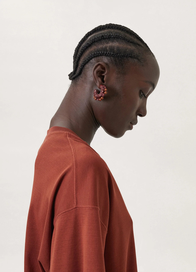 TIED UP PEARLS HOOPS
BRASS 3