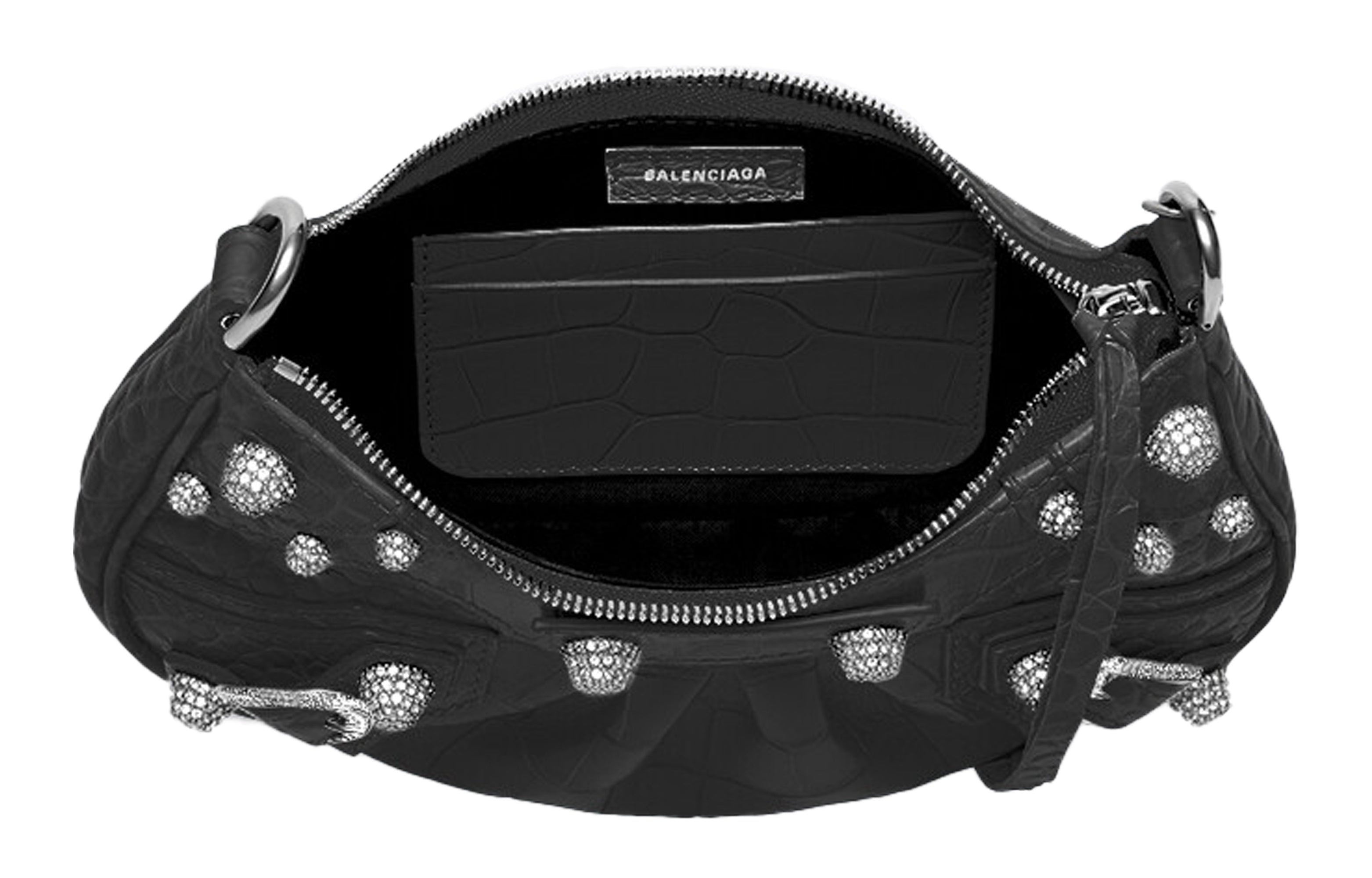 (WMNS) Balenciaga Le Cagole Mini Bag With Chain Crocodile Embossed 'Black' 69581423EJY1000 - 3