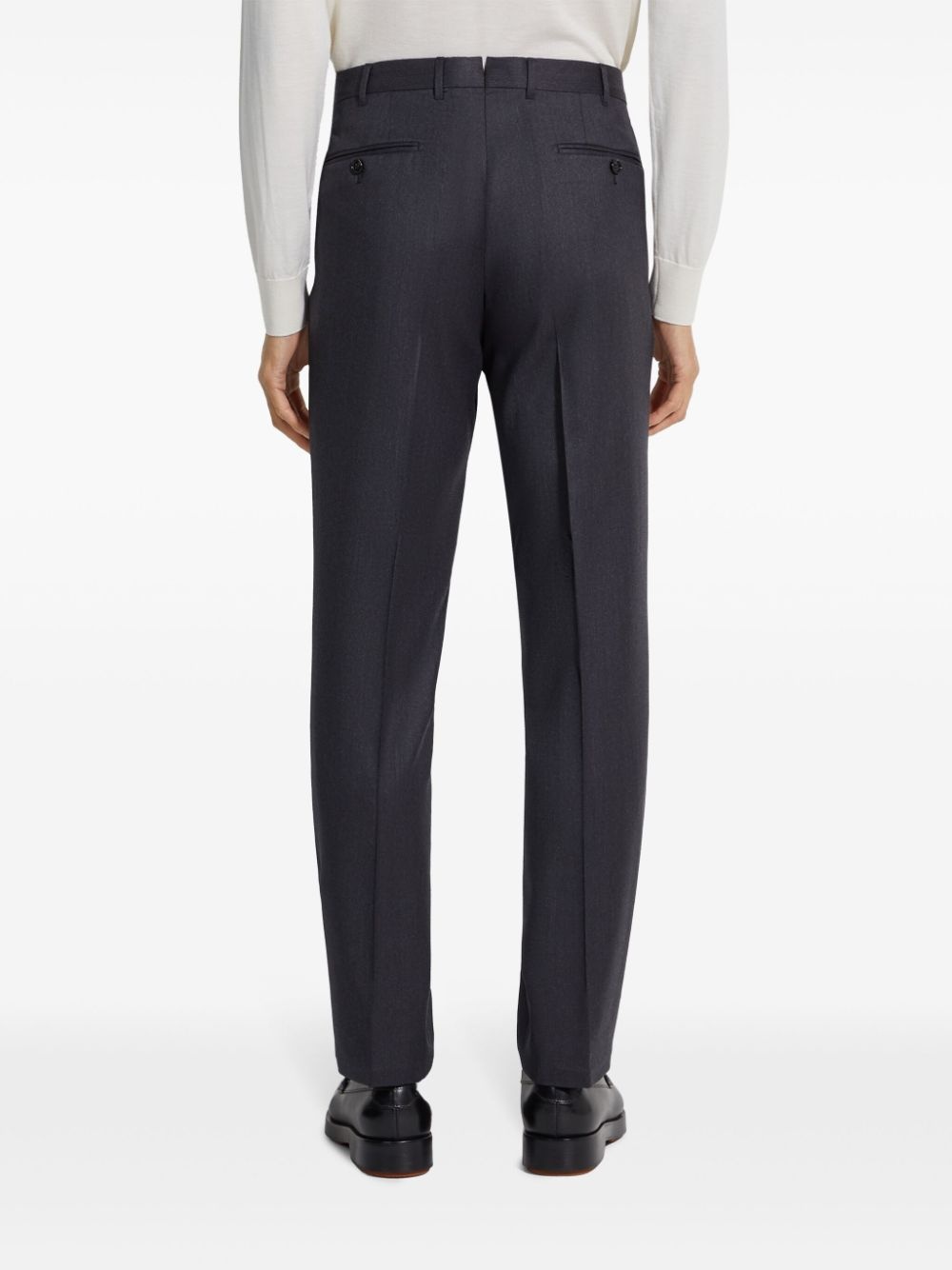 wool straight-leg trousers - 3