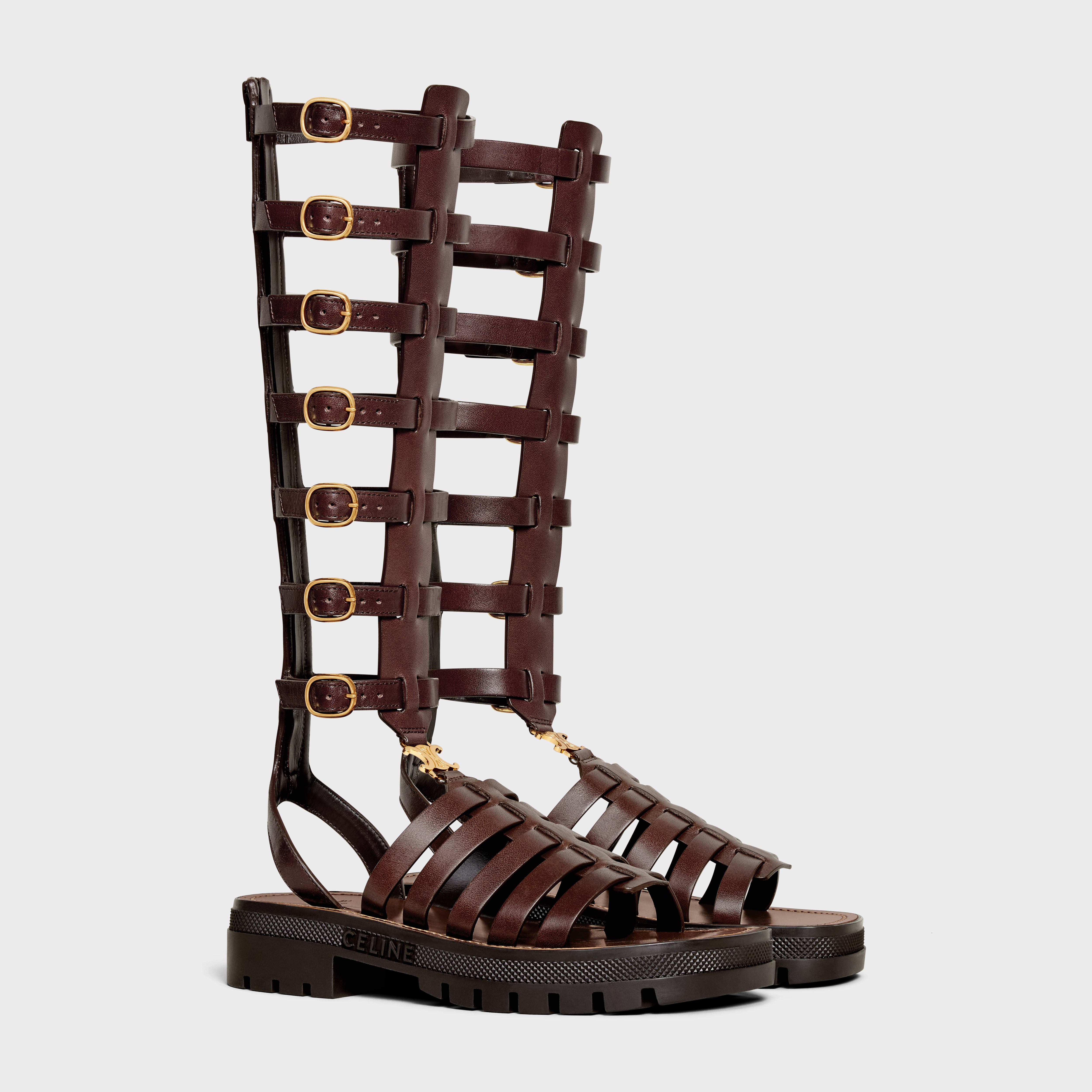 CLEA UNDER THE KNEE GLADIATOR SANDAL in CALFSKIN & VEGETAL TANNING - 2