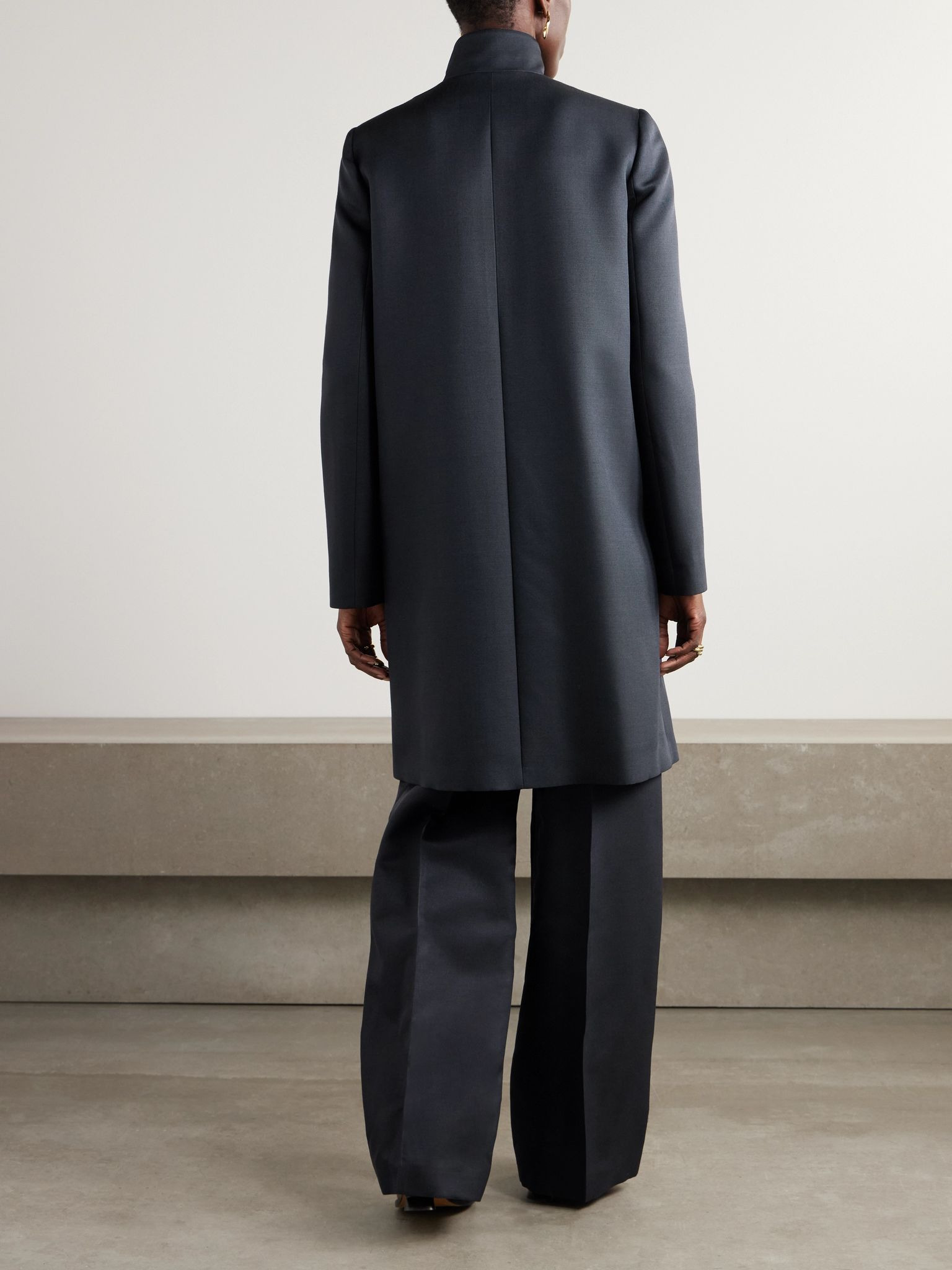 Danny wool and silk-blend coat Navy - 4
