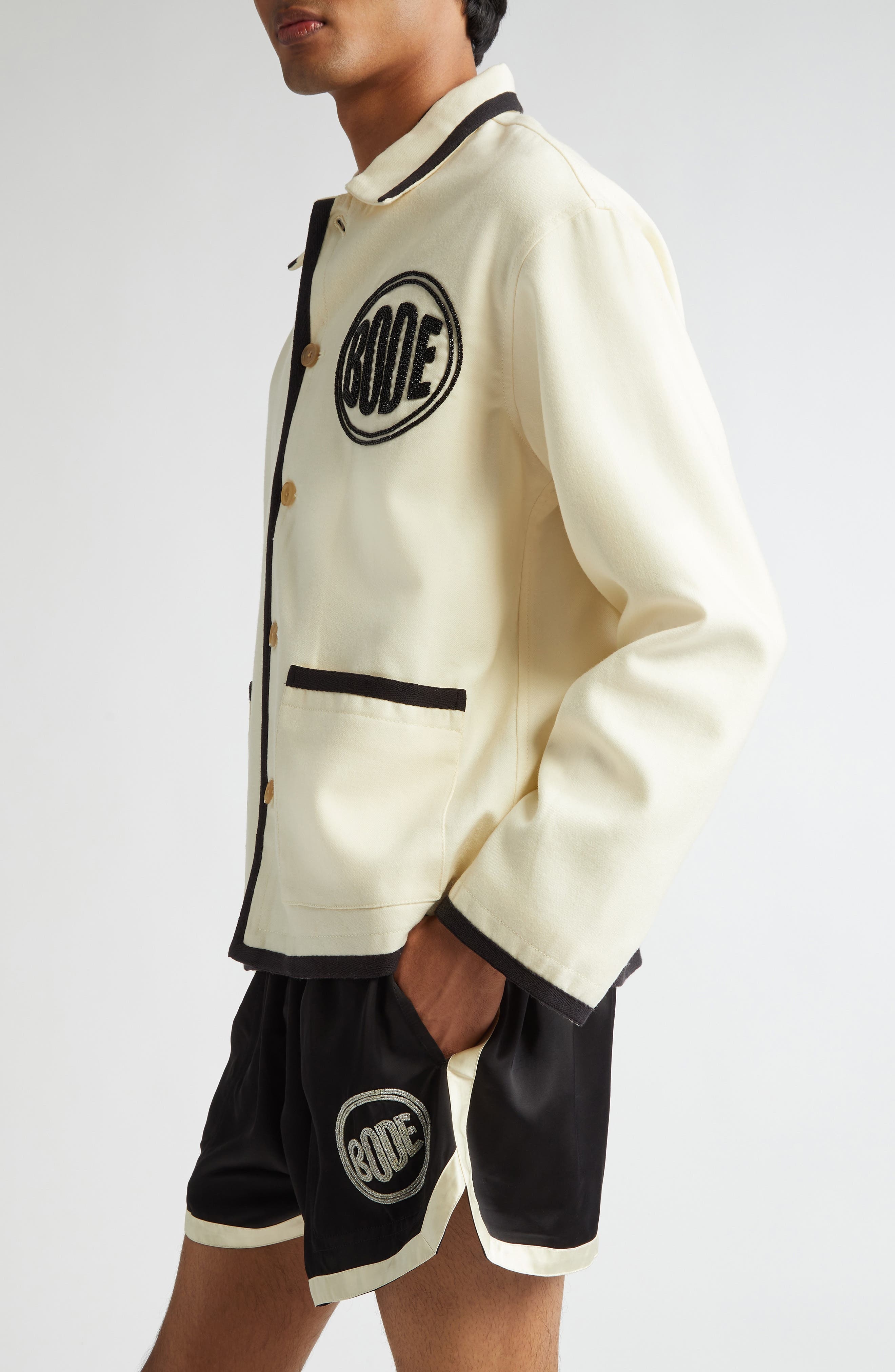 Bode Beaded Player Jacket in Black Cream at Nordstrom - 4