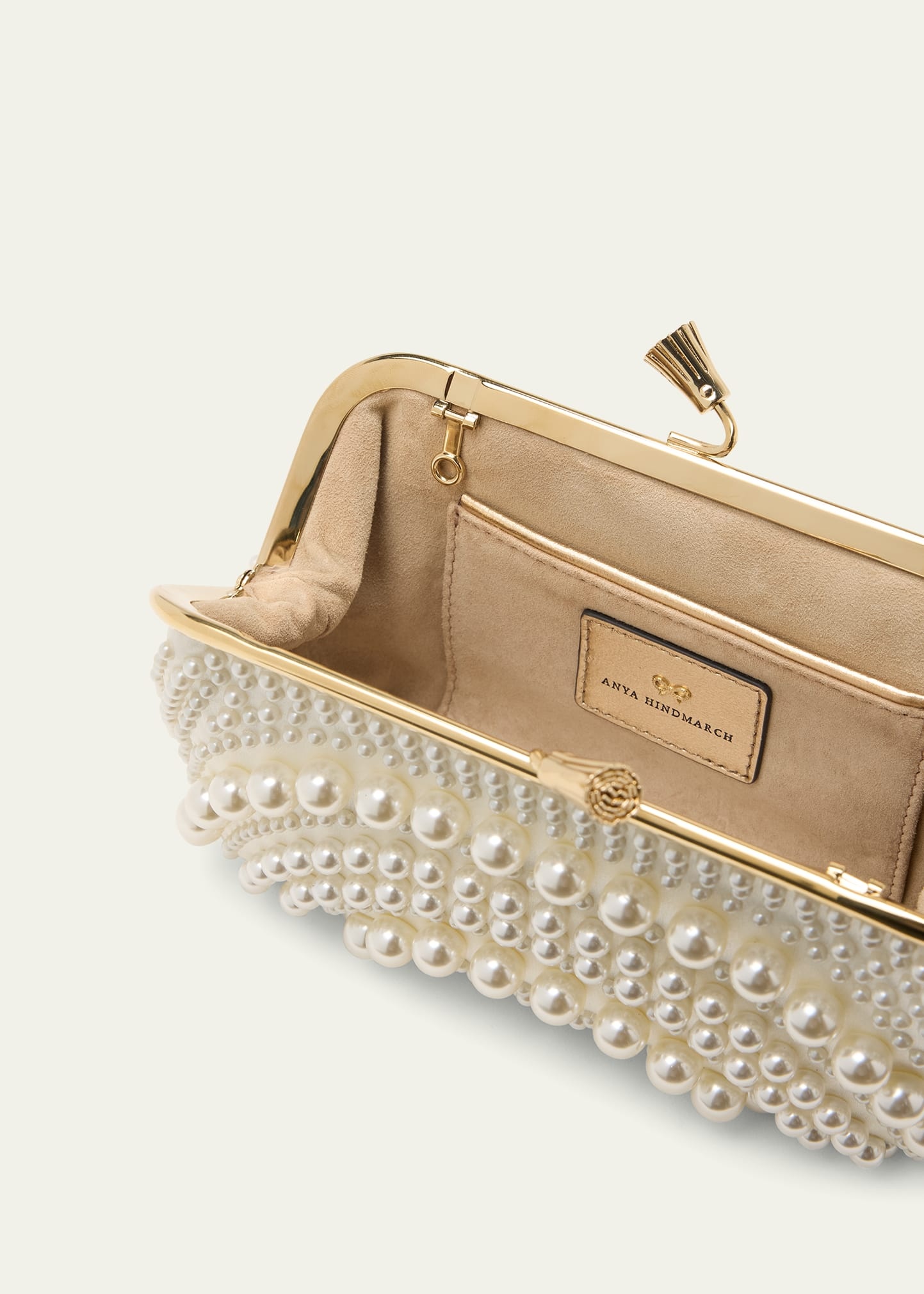 Maud Pearly Embellished Satin Clutch Bag - 4