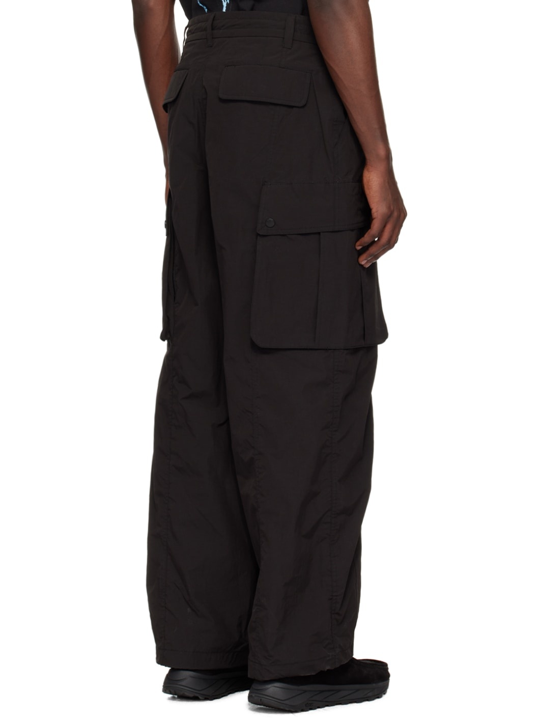 Black Curved Cargo Pants - 3
