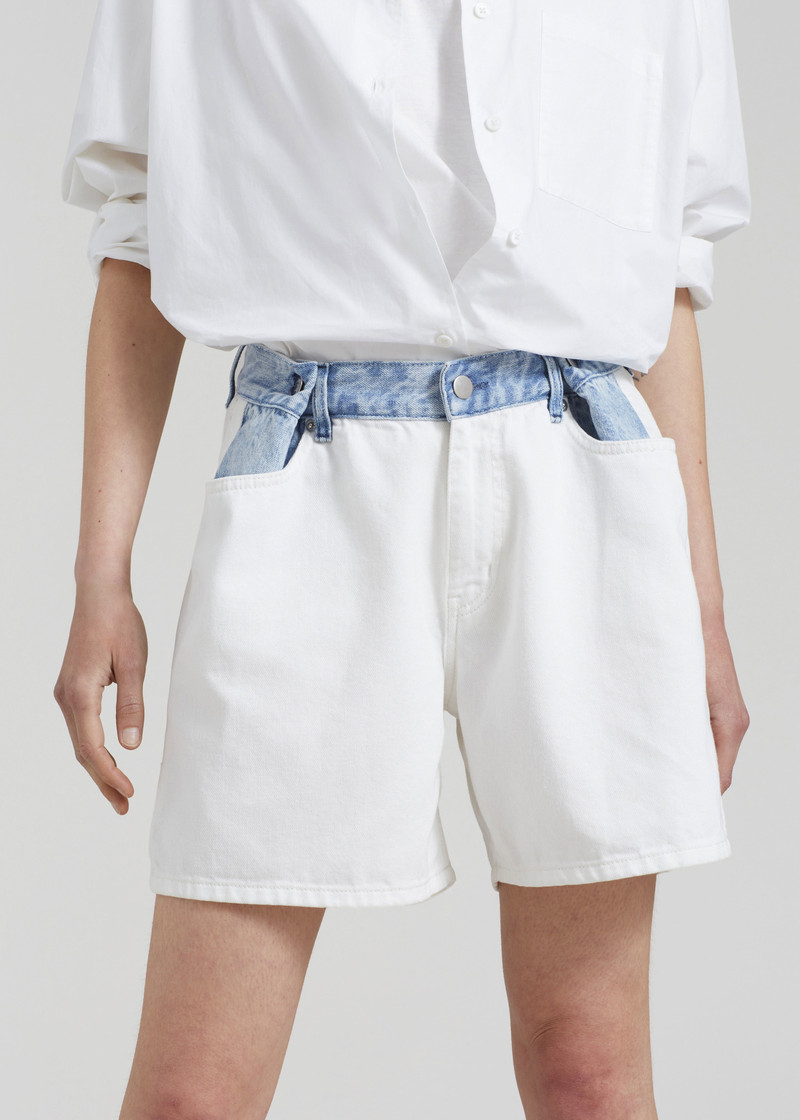 Hayla Contrast Denim Shorts - Off White/Blue 12