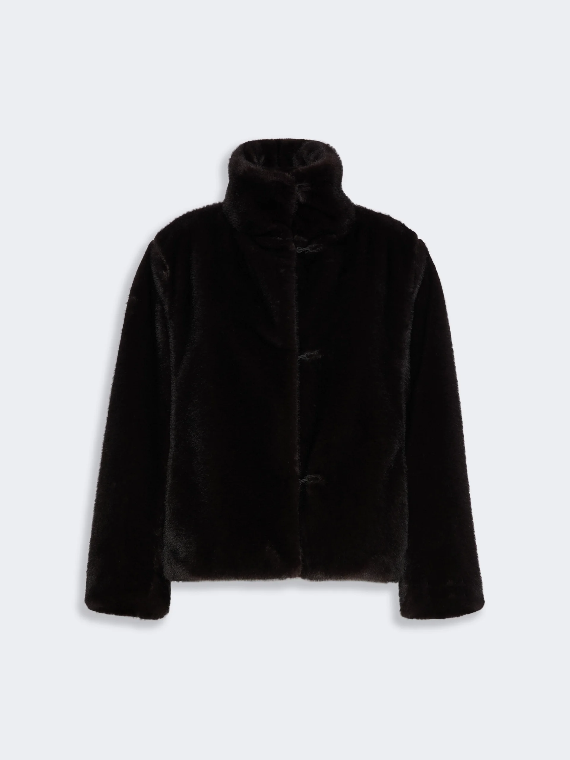 CREA Fluffy-textured cropped coat - DARK BROWN - 1