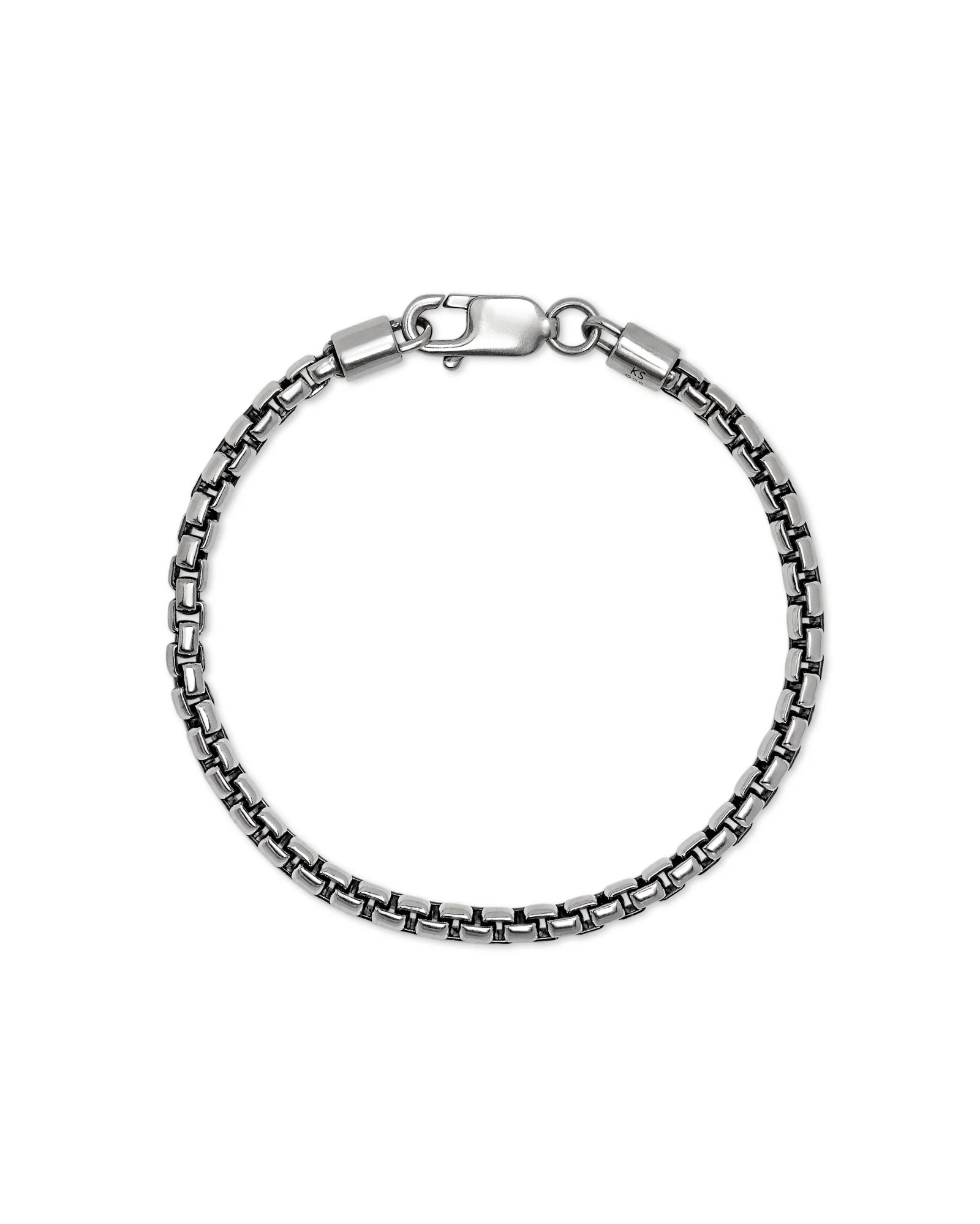 Beck Round Box Chain Bracelet in Oxidized Sterling Silver - 1