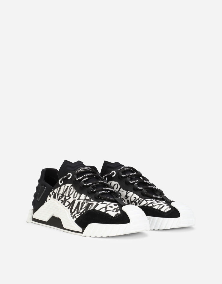 Mixed-materials NS1 slip-on sneakers with logo print - 2