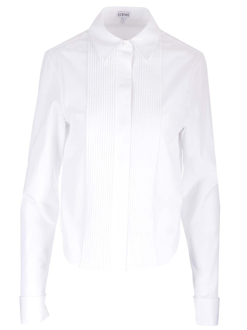 White Pleated Cotton Shirt Shirts White - 1