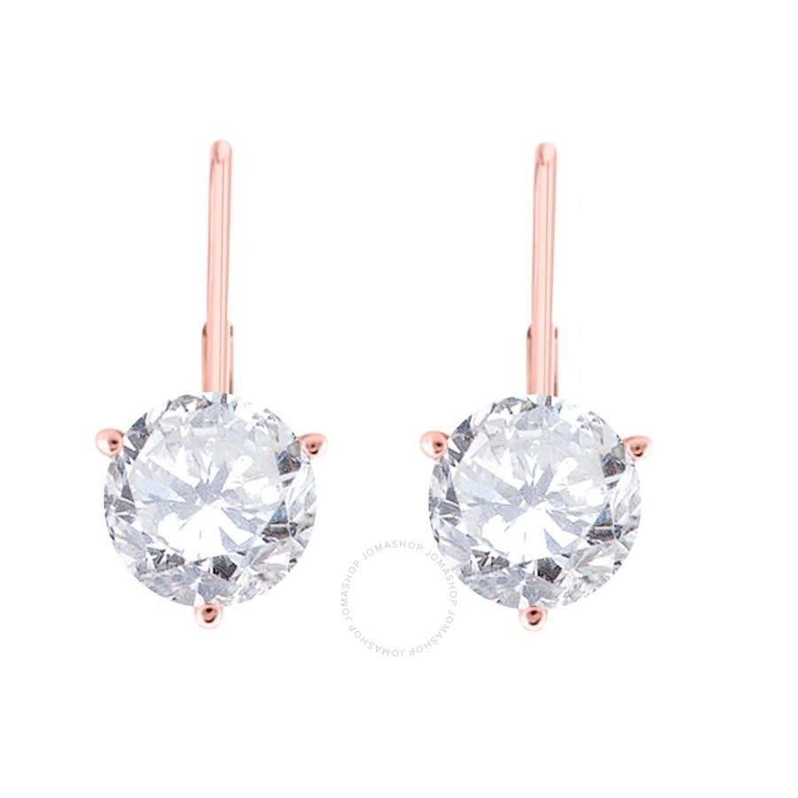 Maulijewels - Maulijewels 1/2 Carat White Diamond ( H-I/ I1-I2 ) Women's Three Prong Set Martini Leverback Earring - 1