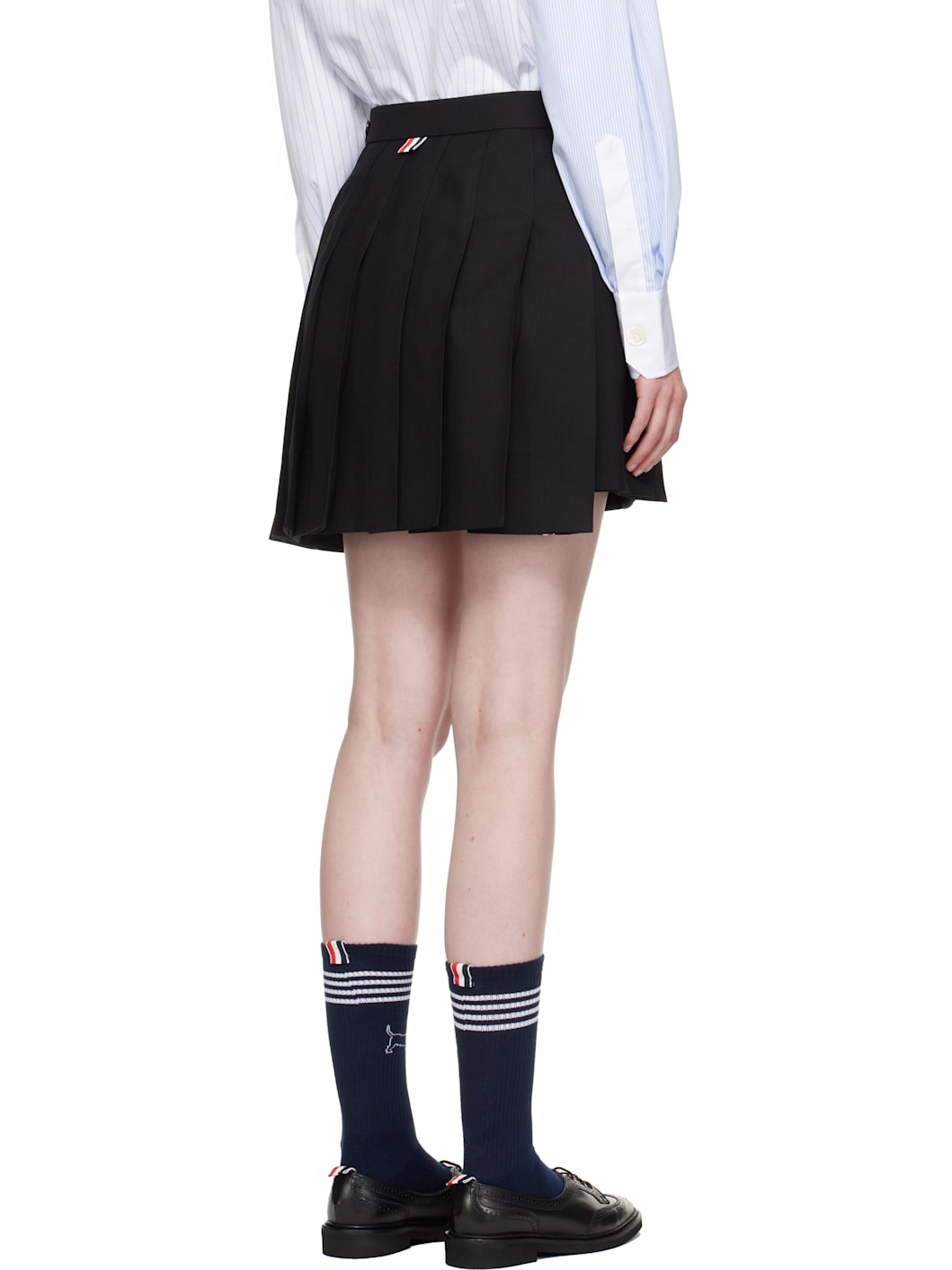 Black Wool Fresco Pleated Miniskirt - 3
