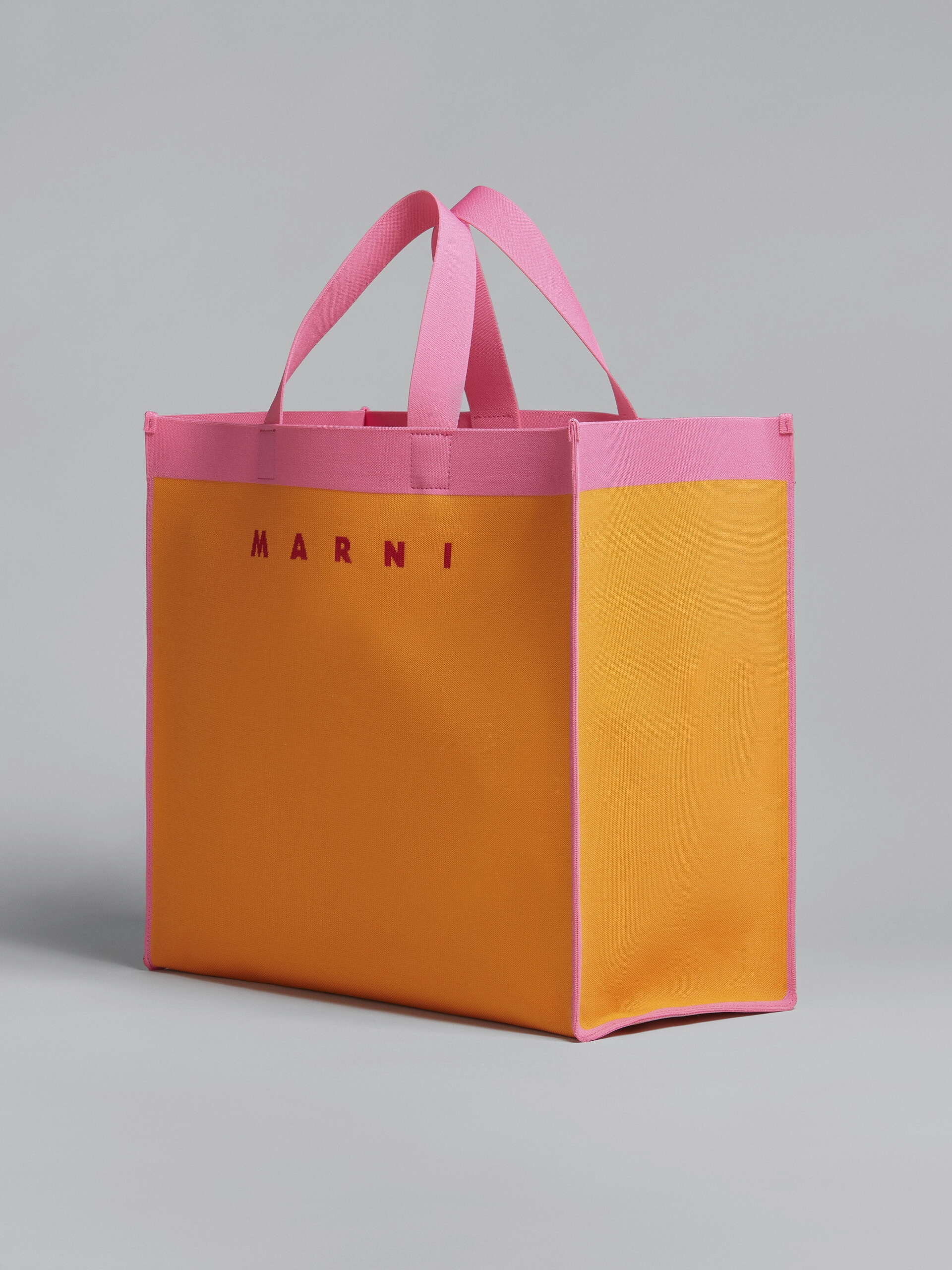 ORANGE AND PINK JACQUARD SHOPPING BAG - 3
