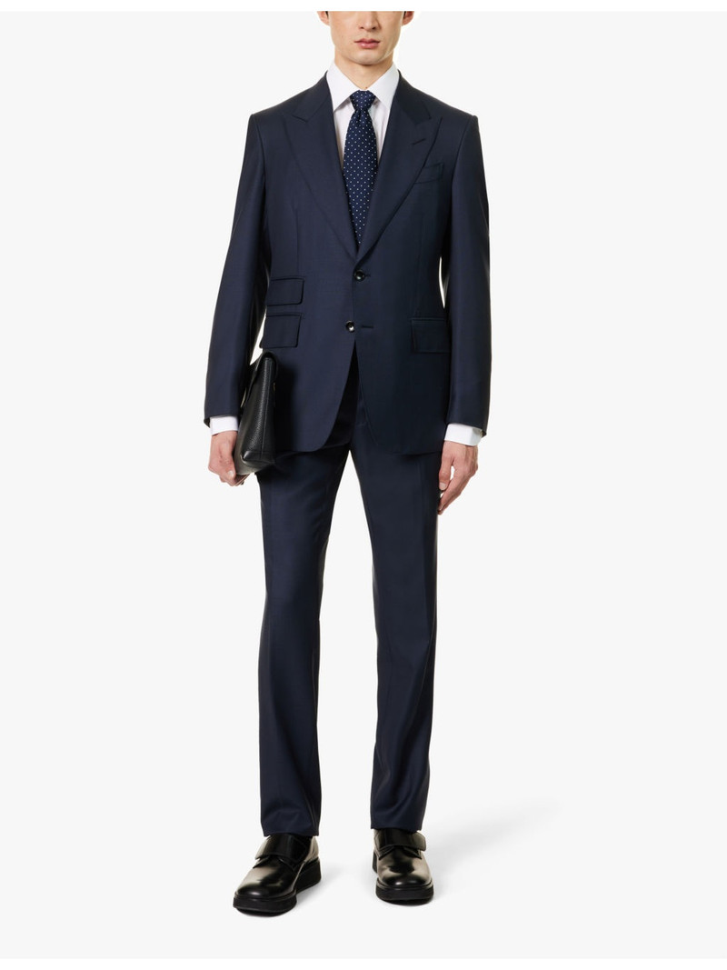TOM FORD Shelton-fit single-breasted sharkskin wool suit outlook