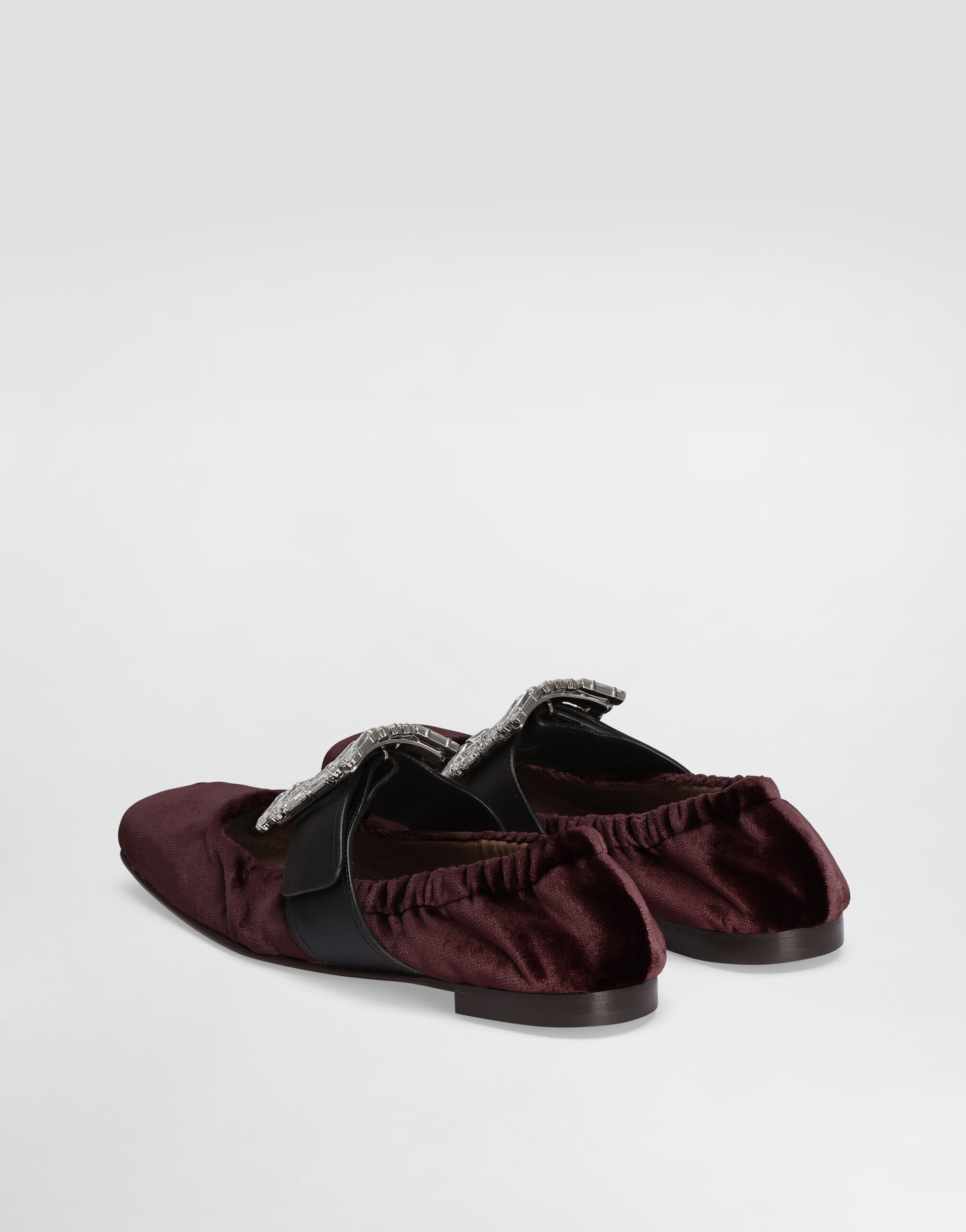Velvet ballet flats with bejeweled buckle - 3