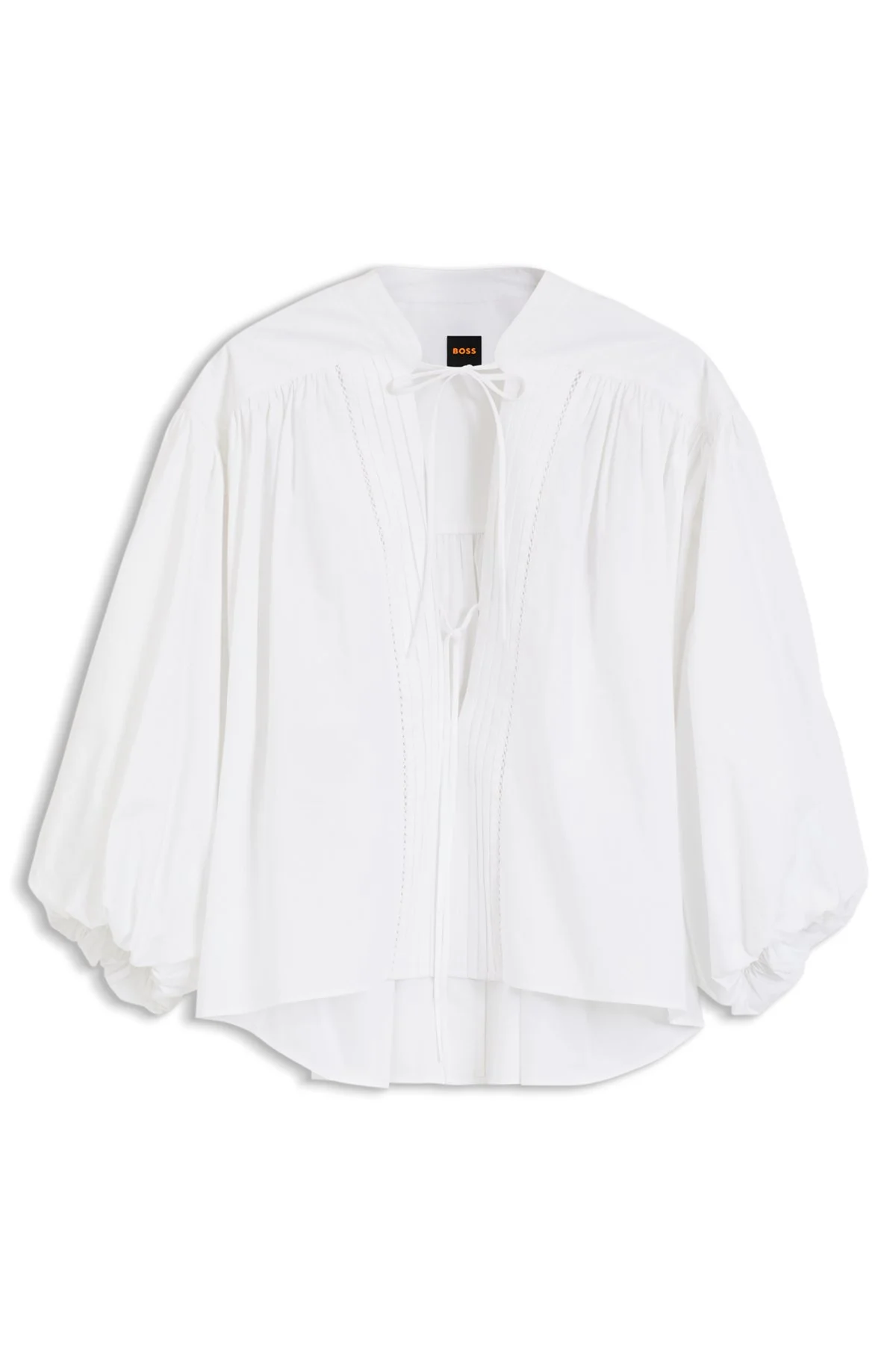 RELAXED-FIT COTTON-POPLIN BLOUSE WITH BALLOON SLEEVES - 1